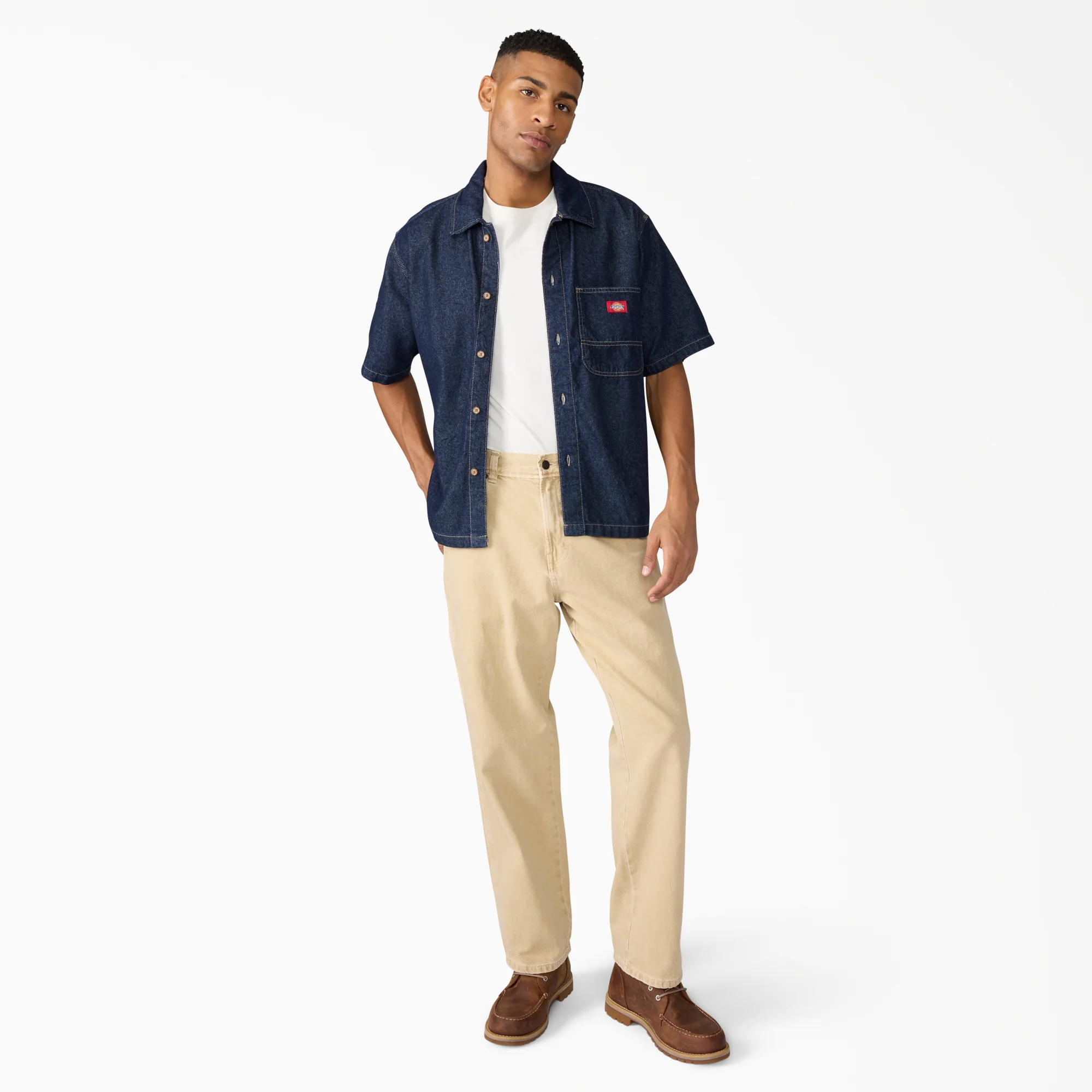 Denim Short Sleeve Button-Up Shirt - Image 4