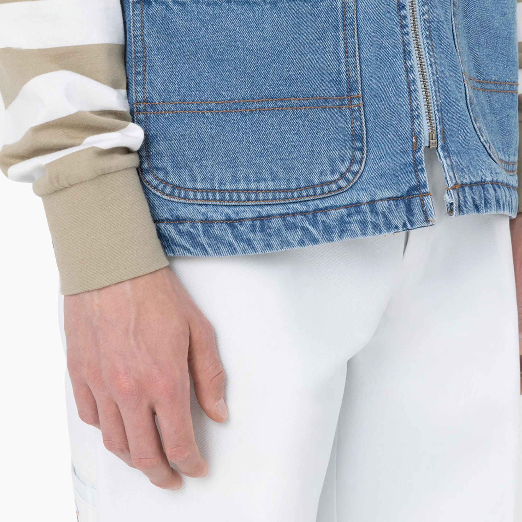 Denim Zip Front Vest - Image 5
