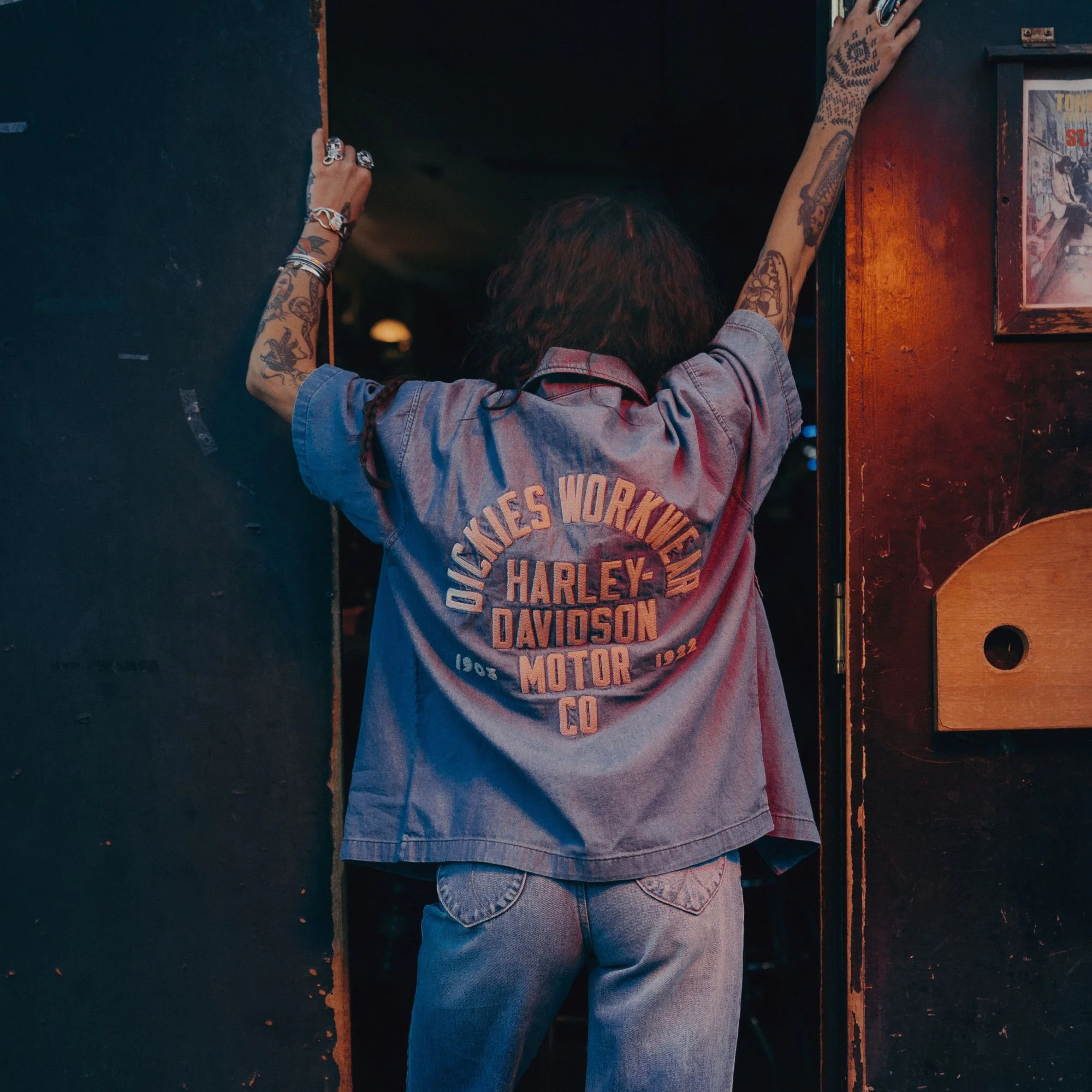 Dickies x Harley-Davidson® Boxy Fit Chambray Embroidered Work Shirt - Image 3