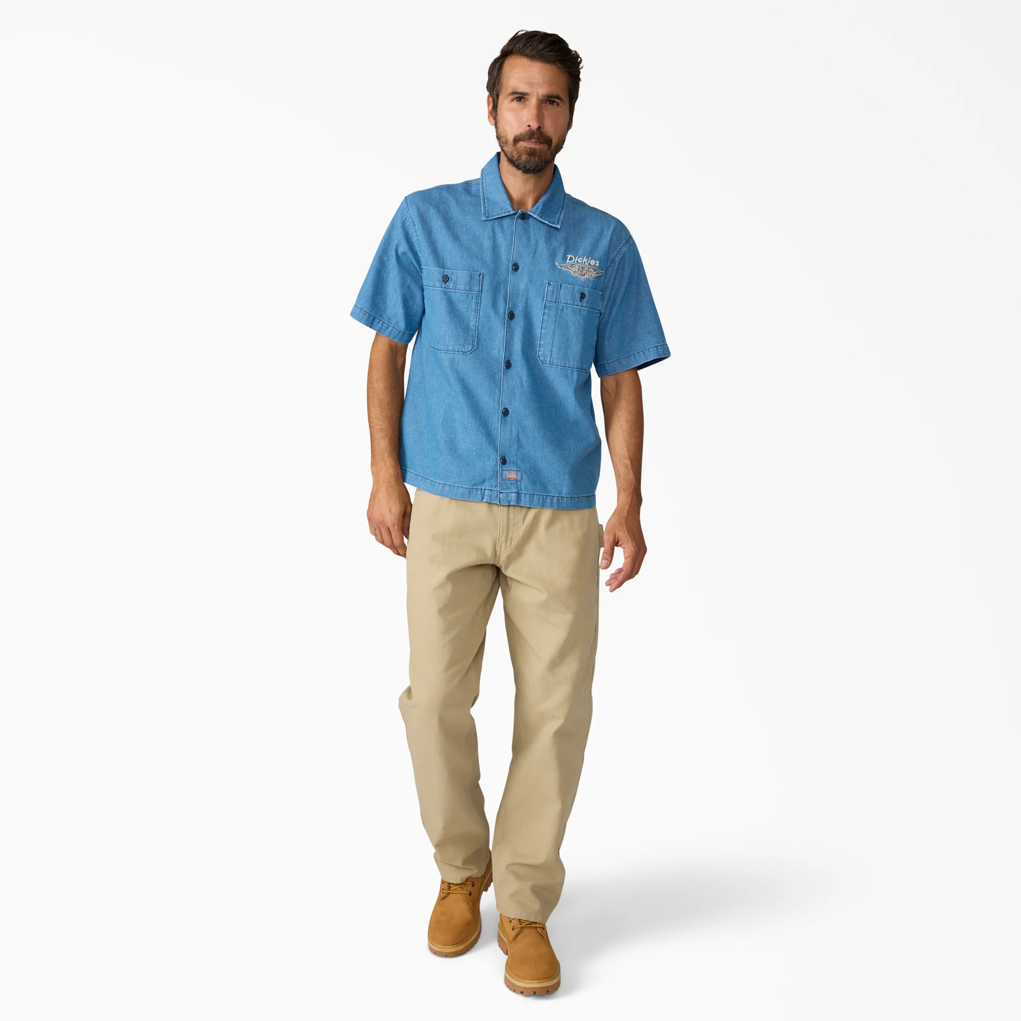 Dickies x Harley-Davidson® Boxy Fit Chambray Embroidered Work Shirt - Image 5