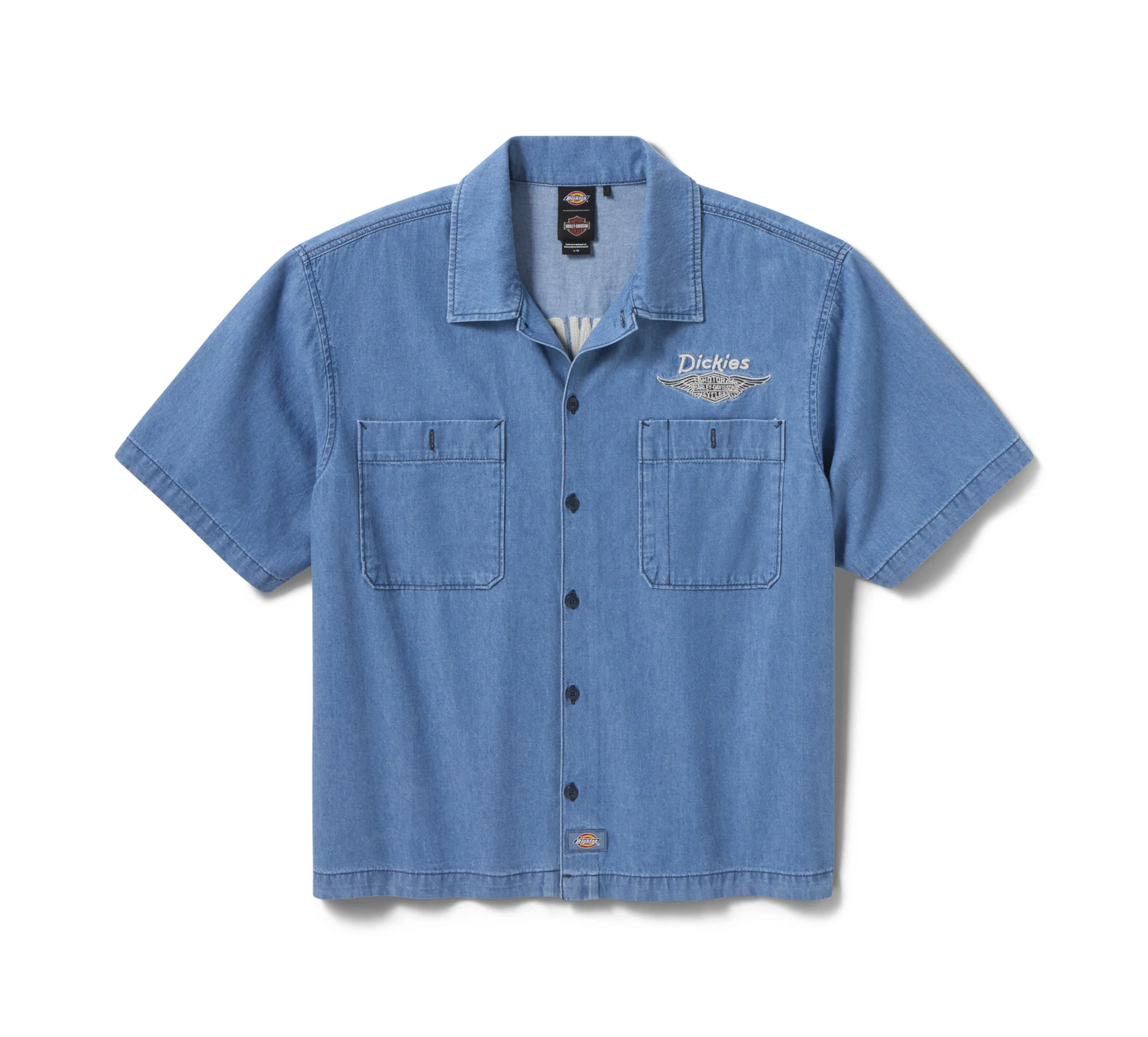 Dickies x Harley-Davidson® Boxy Fit Chambray Embroidered Work Shirt - Image 8
