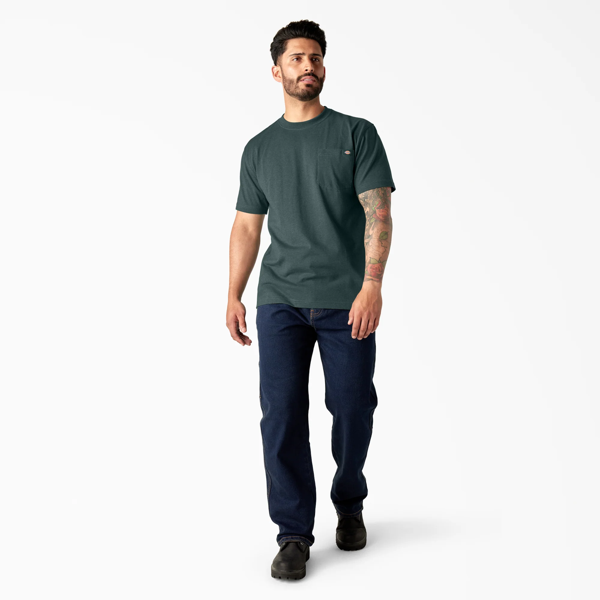 Heavyweight Heathered Short Sleeve Pocket T-Shirt - Image 4