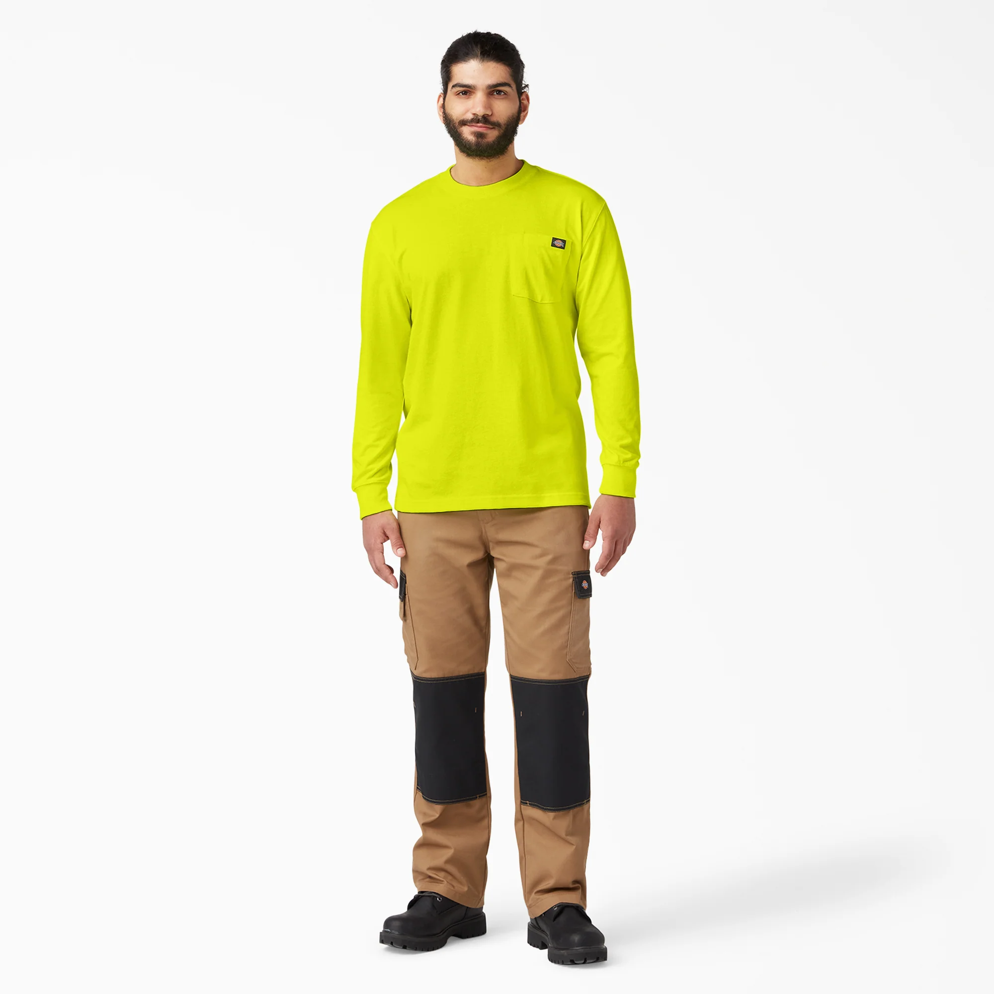 Heavyweight Neon Long Sleeve Pocket T-Shirt - Image 4