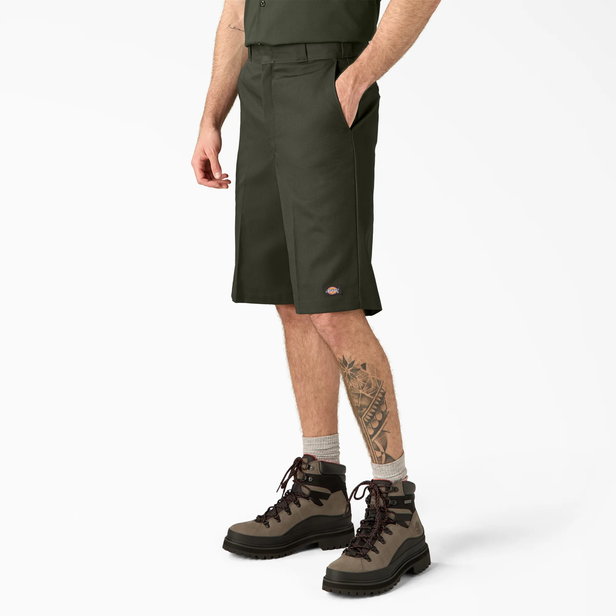 Loose Fit Flat Front Work Shorts, 13" - Image 3