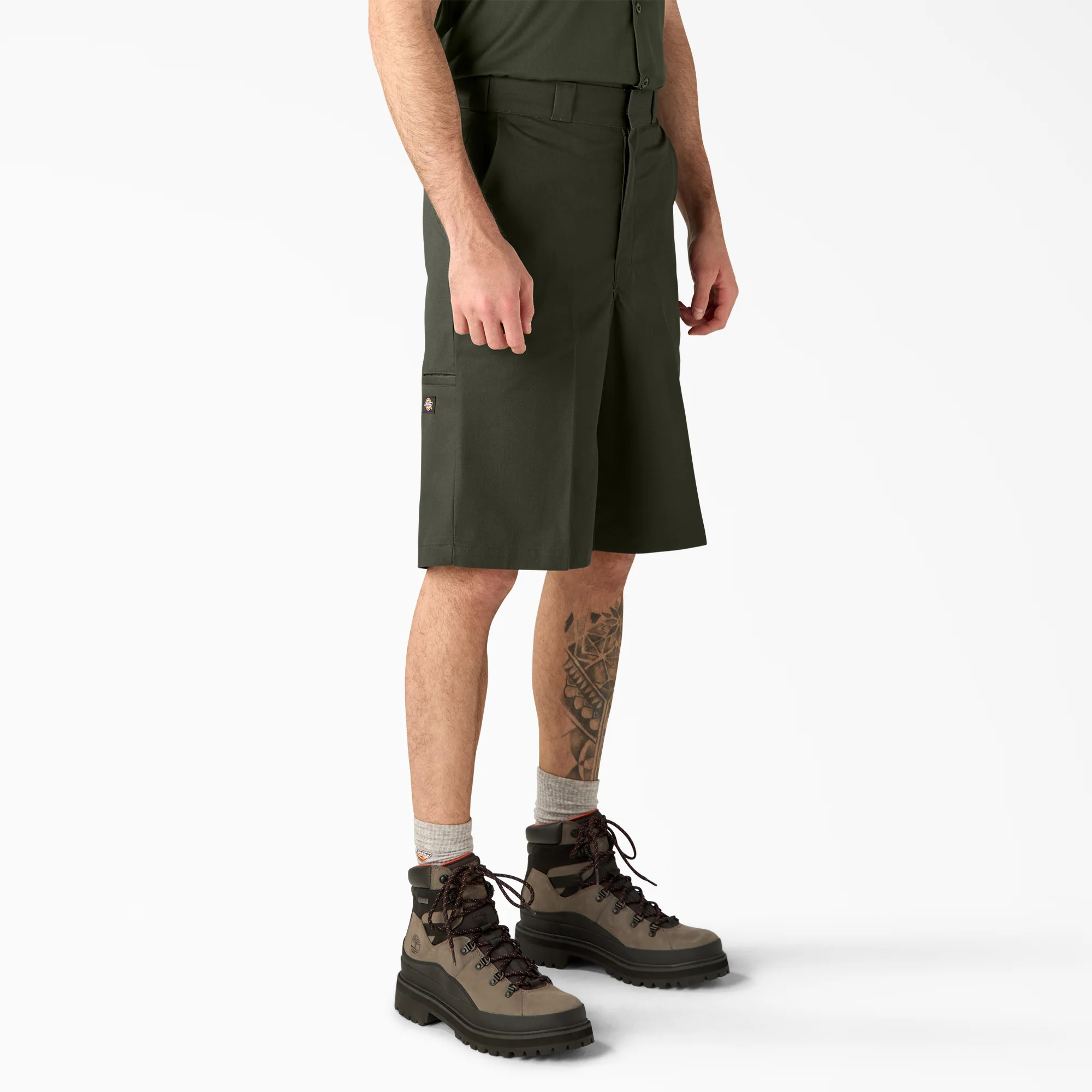 Loose Fit Flat Front Work Shorts, 13" - Image 4