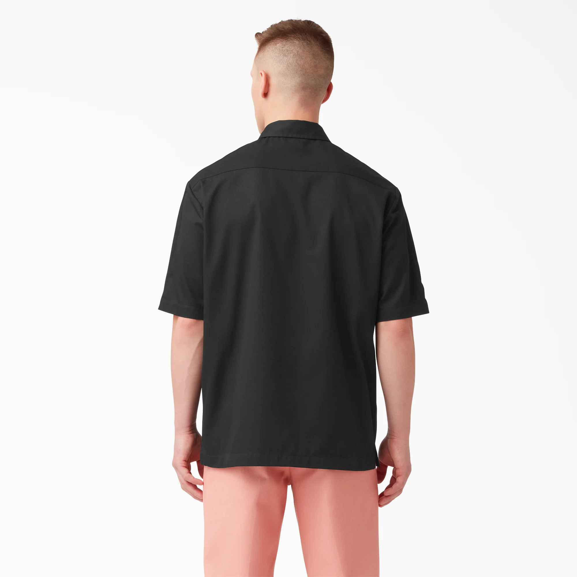 Mixed Media Zip Front Short Sleeve Work Shirt - Image 2
