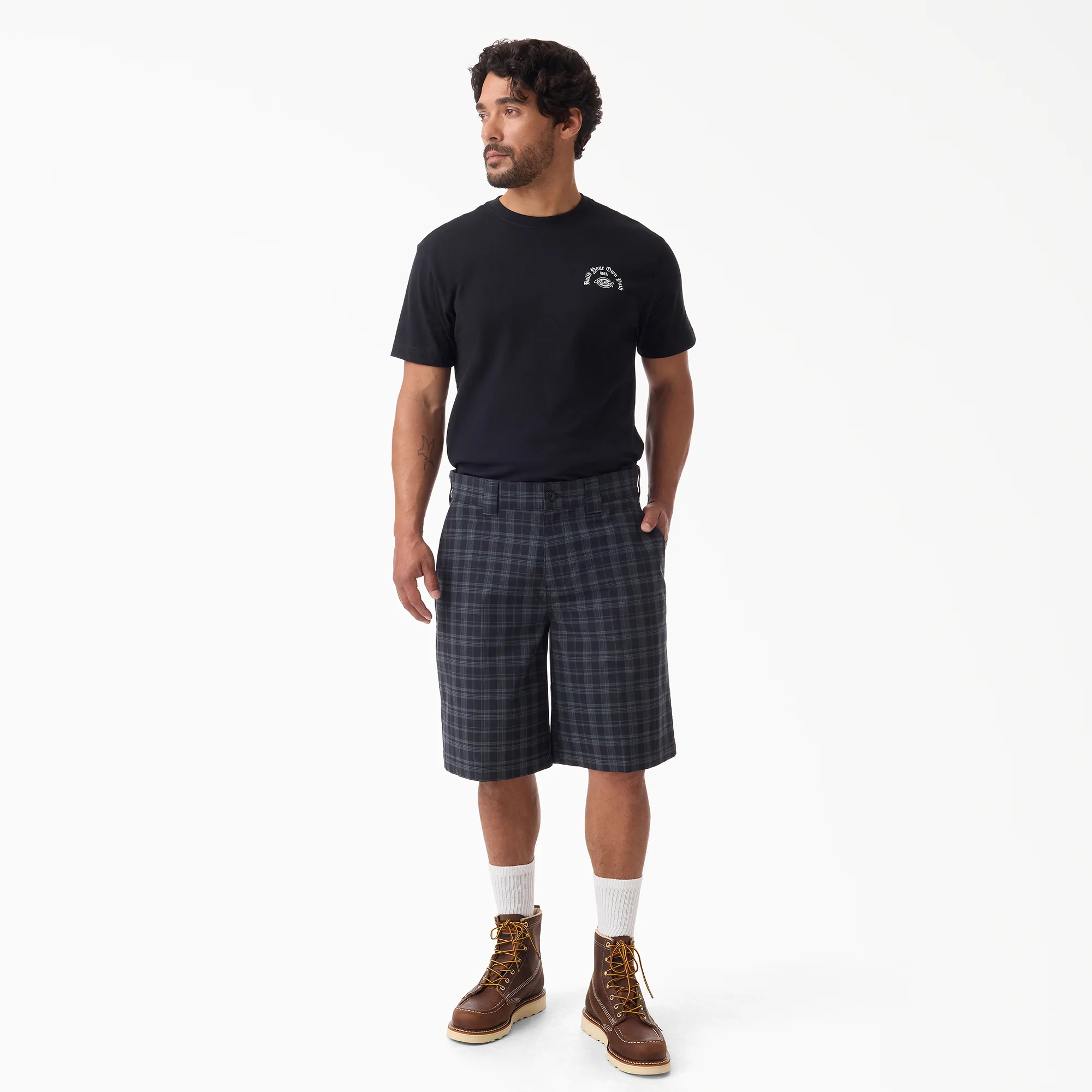 Plaid Work Shorts, 11" - Image 4