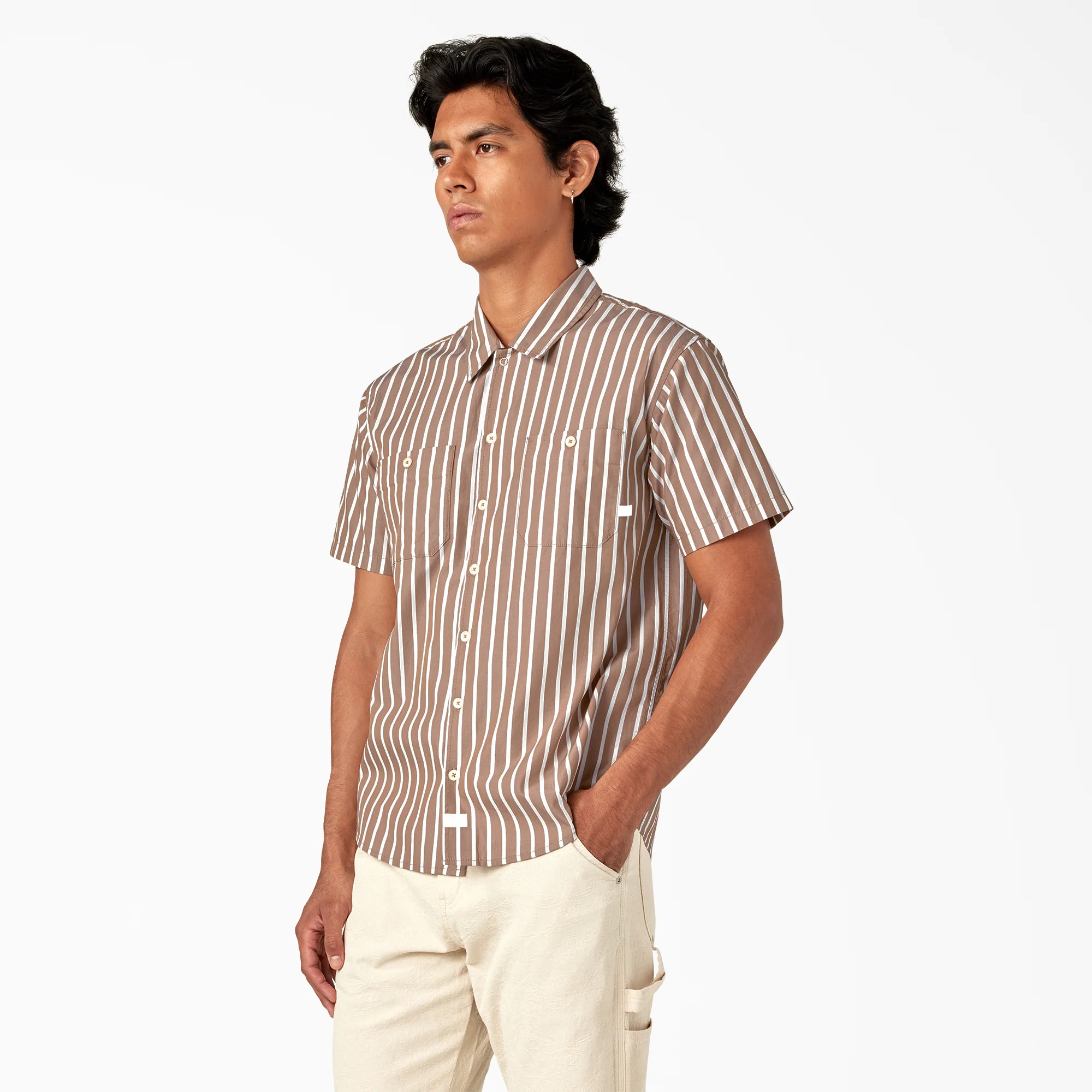 Short Sleeve Striped Service Shirt - Image 2