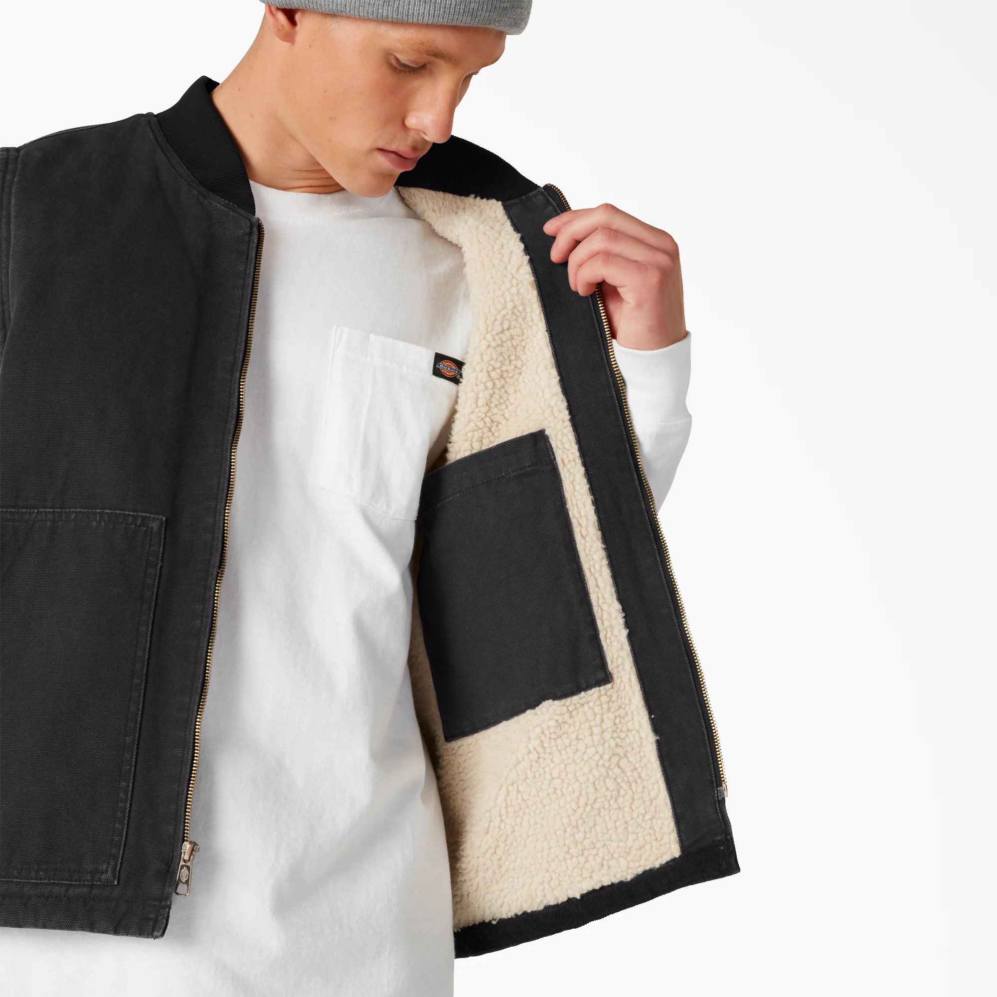Stonewashed Duck High Pile Fleece Lined Vest - Image 5
