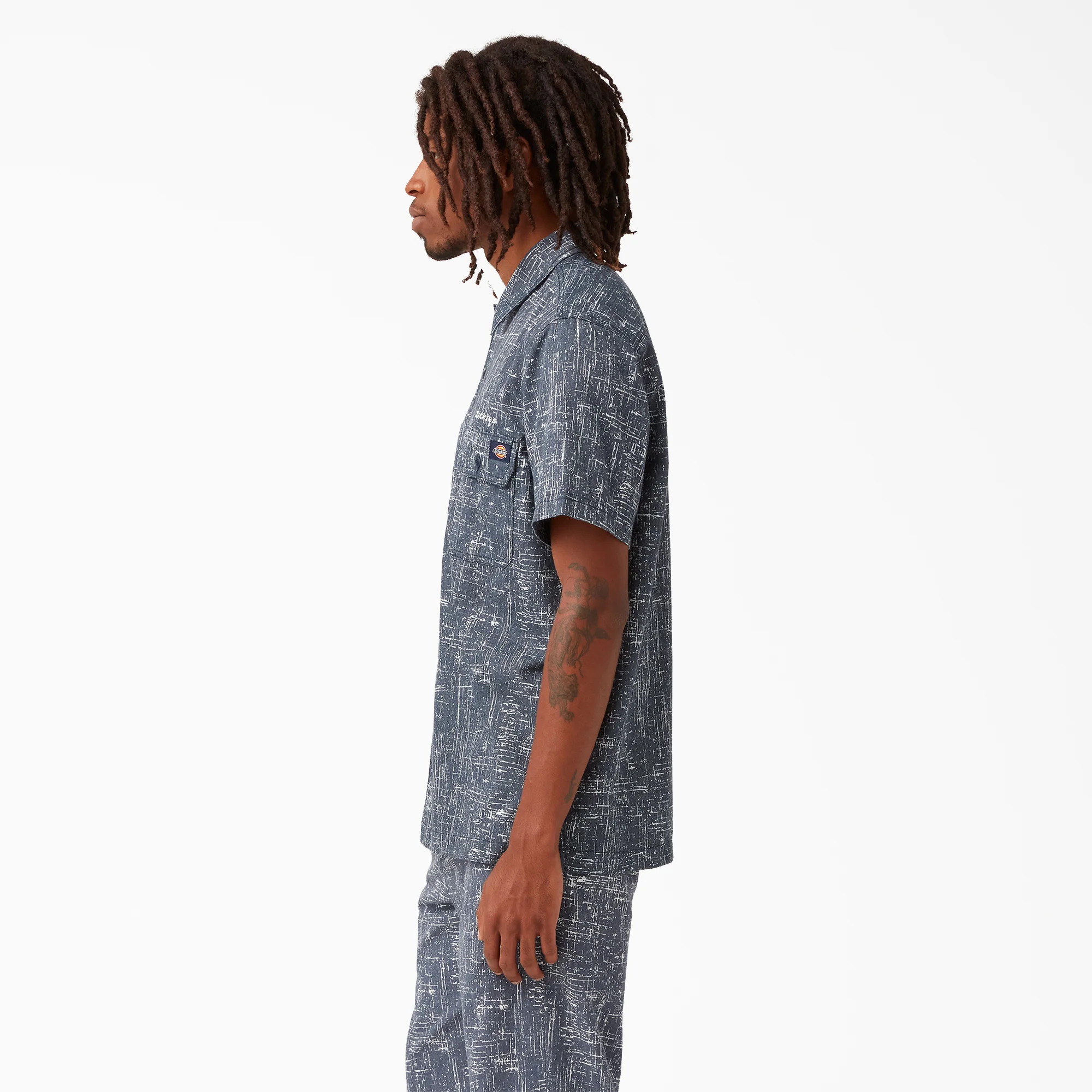 Twill Button-Up Short Sleeve Work Shirt - Image 3