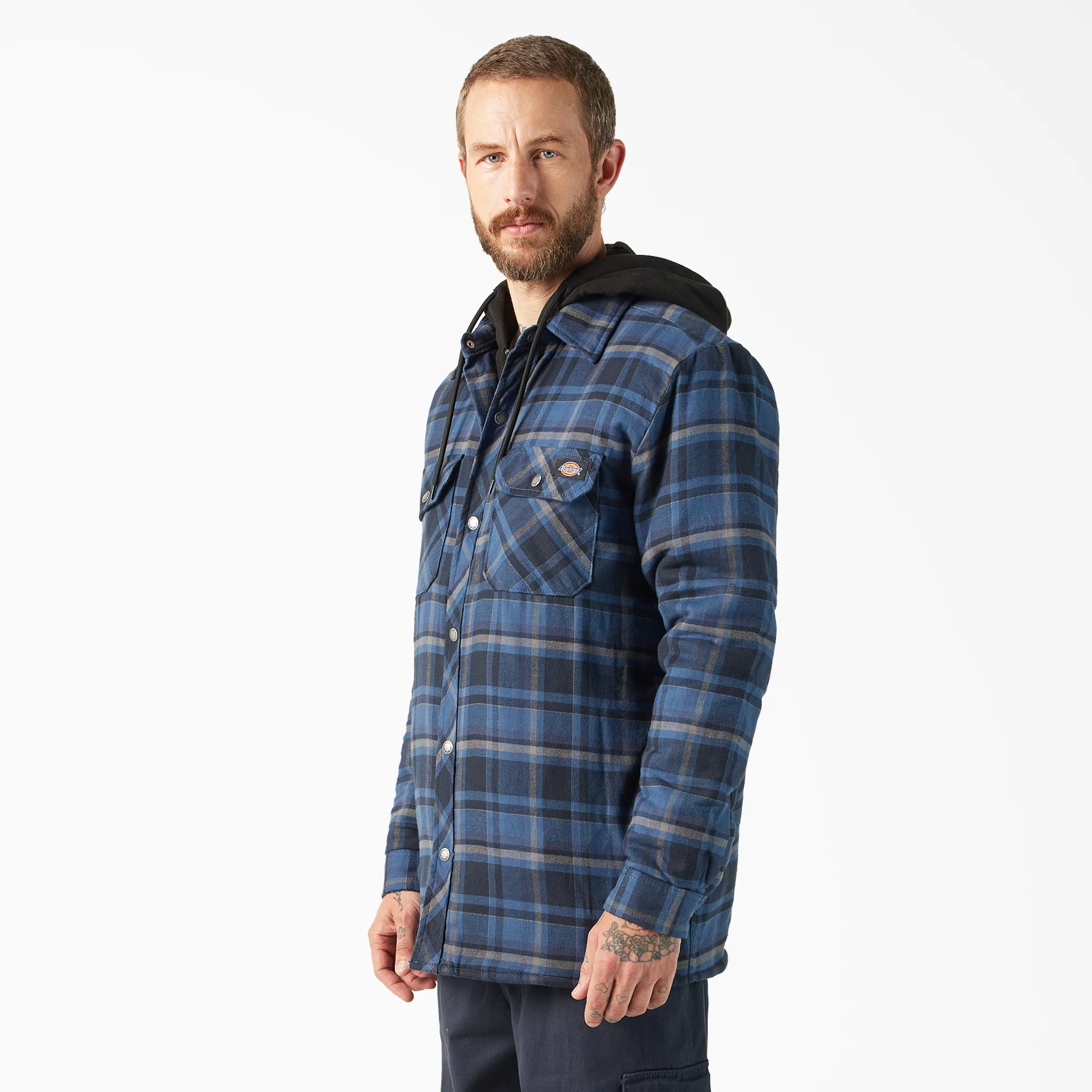 Water Repellent Flannel Hooded Shirt Jacket - Image 3