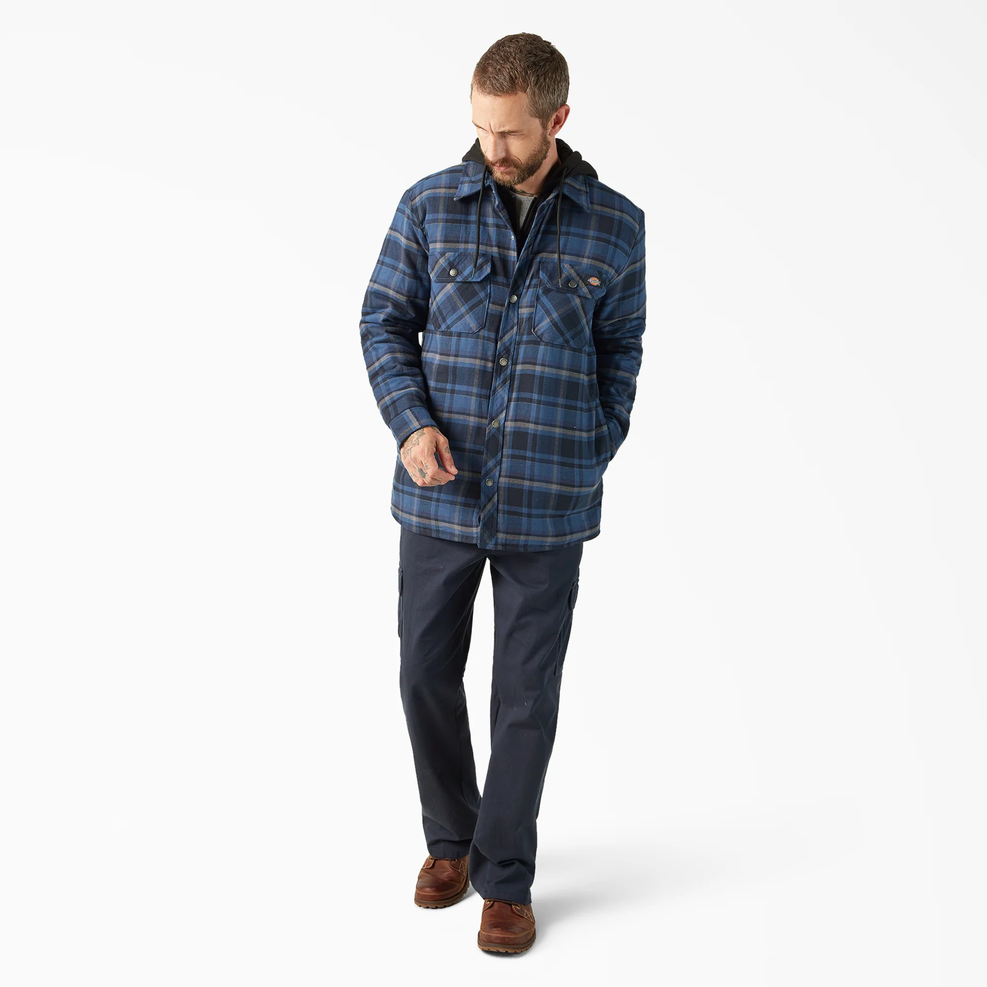 Water Repellent Flannel Hooded Shirt Jacket - Image 4