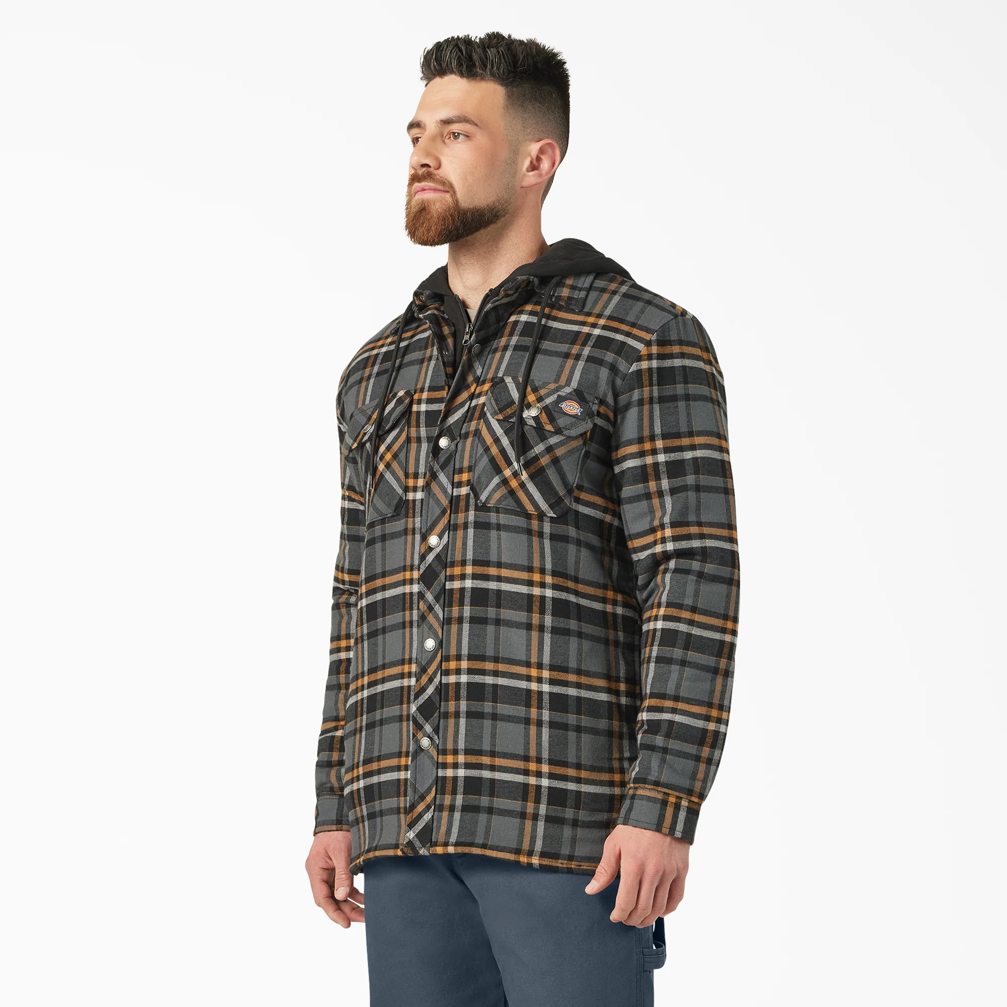 Water Repellent Flannel Hooded Shirt Jacket - Image 3