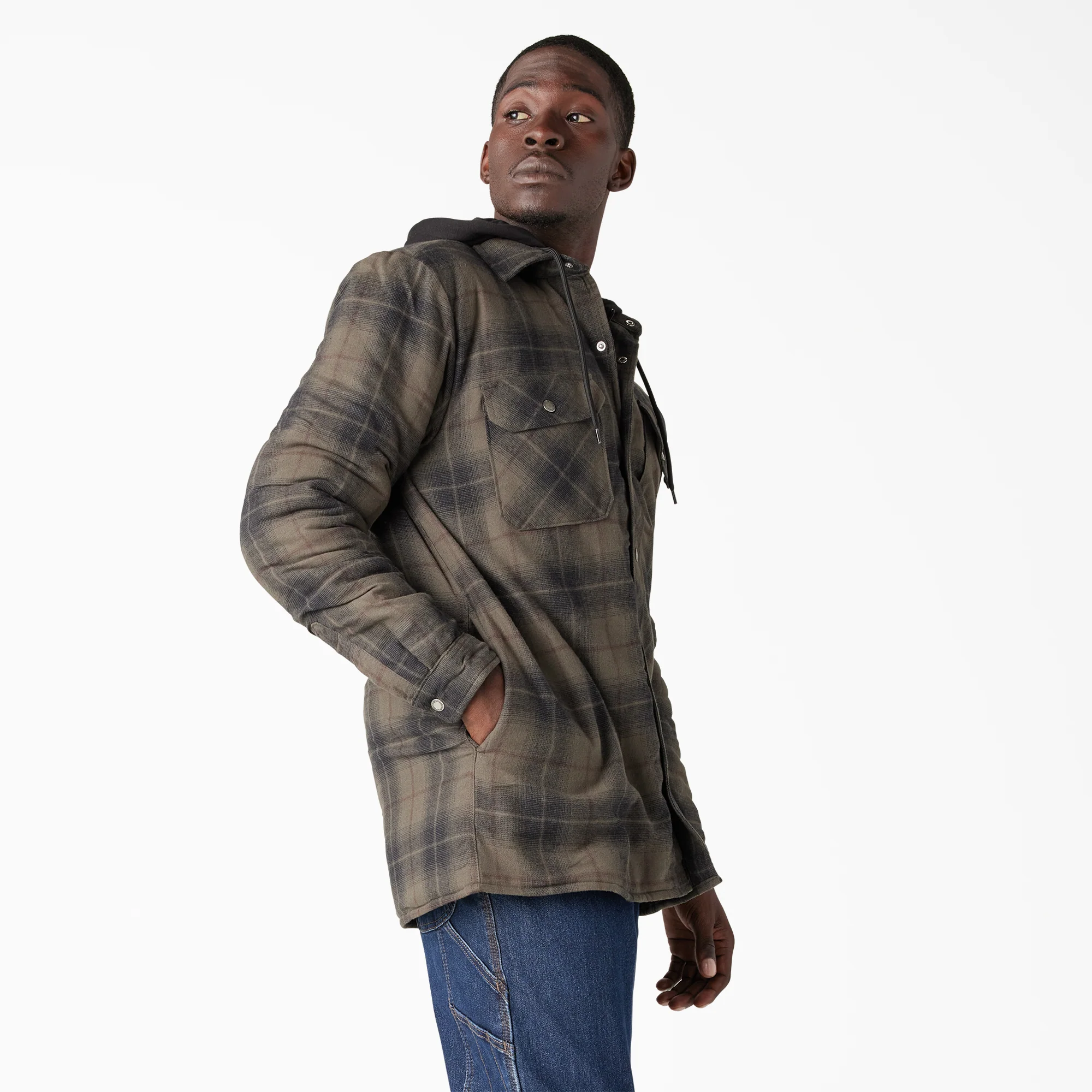 Water Repellent Flannel Hooded Shirt Jacket - Image 4