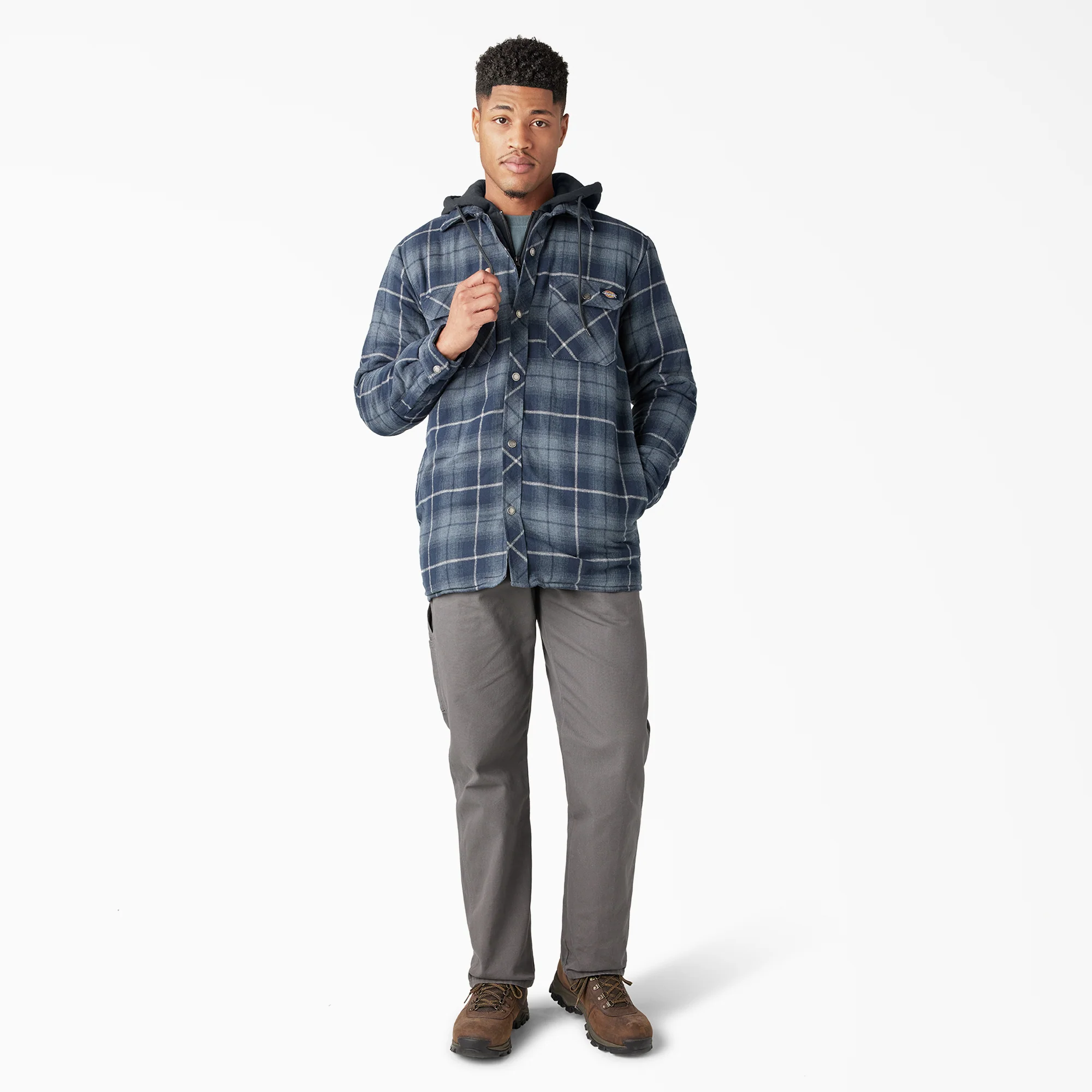 Water Repellent Flannel Hooded Shirt Jacket - Image 4