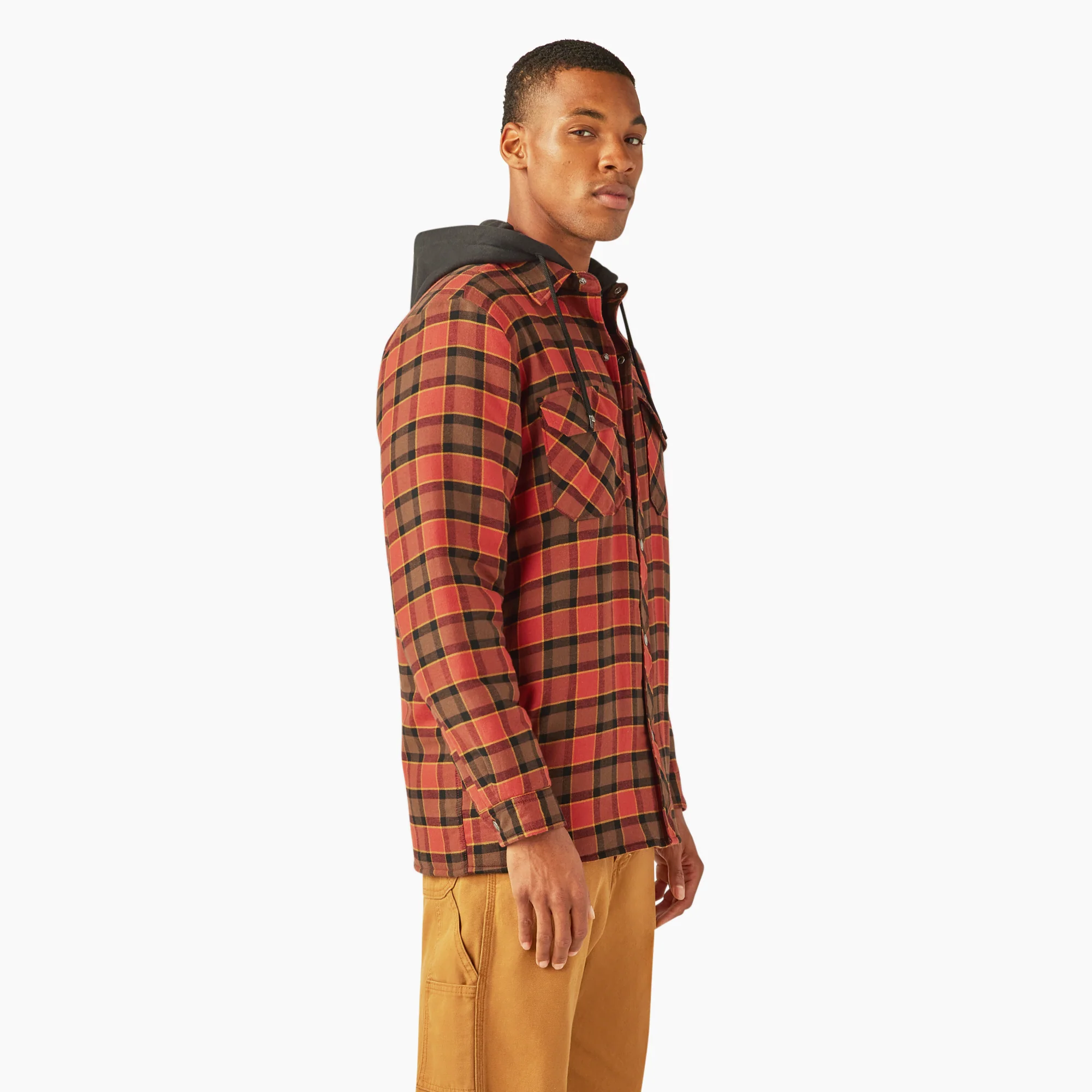 Water Repellent Flannel Hooded Shirt Jacket - Image 3