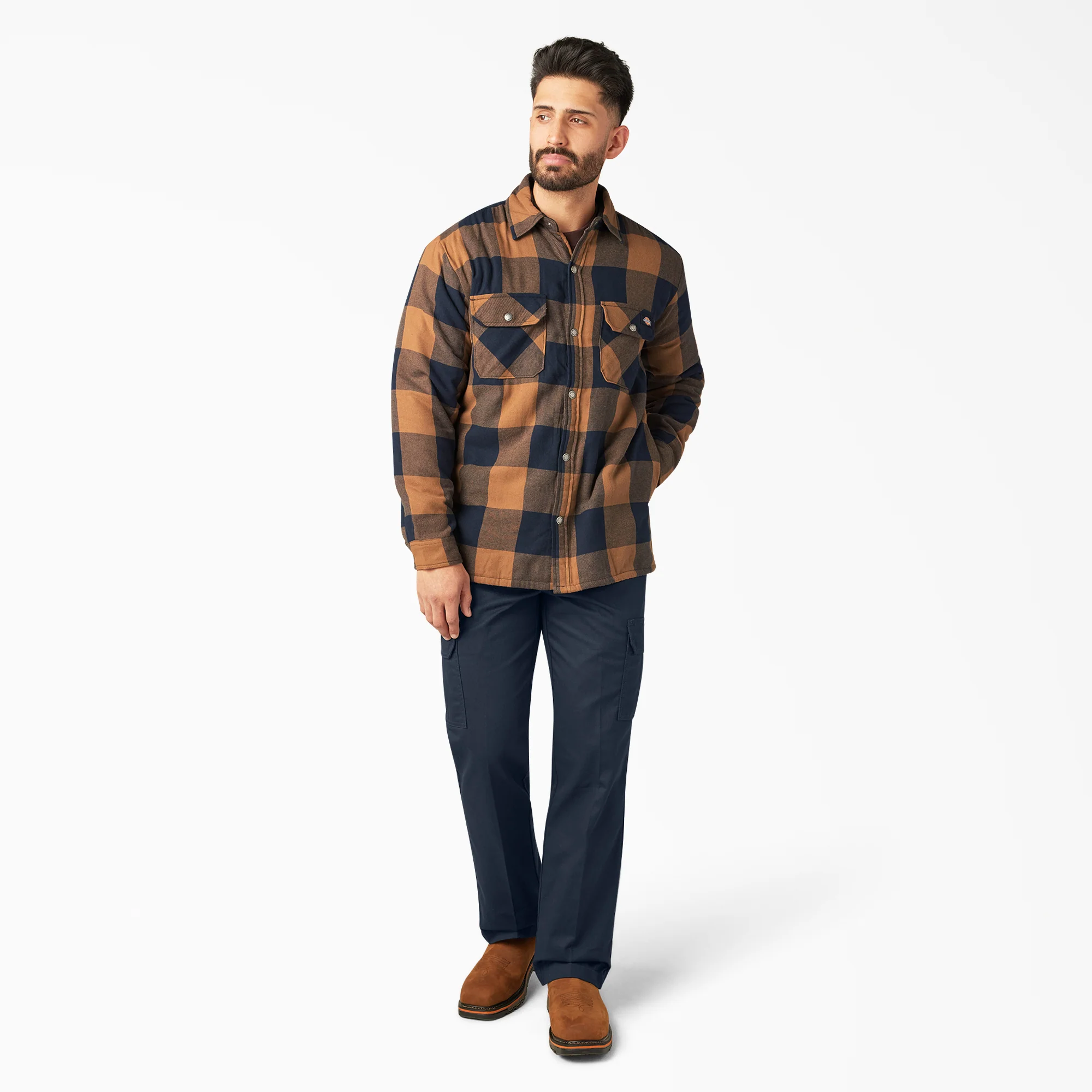 Water Repellent Fleece-Lined Flannel Shirt Jacket - Image 4
