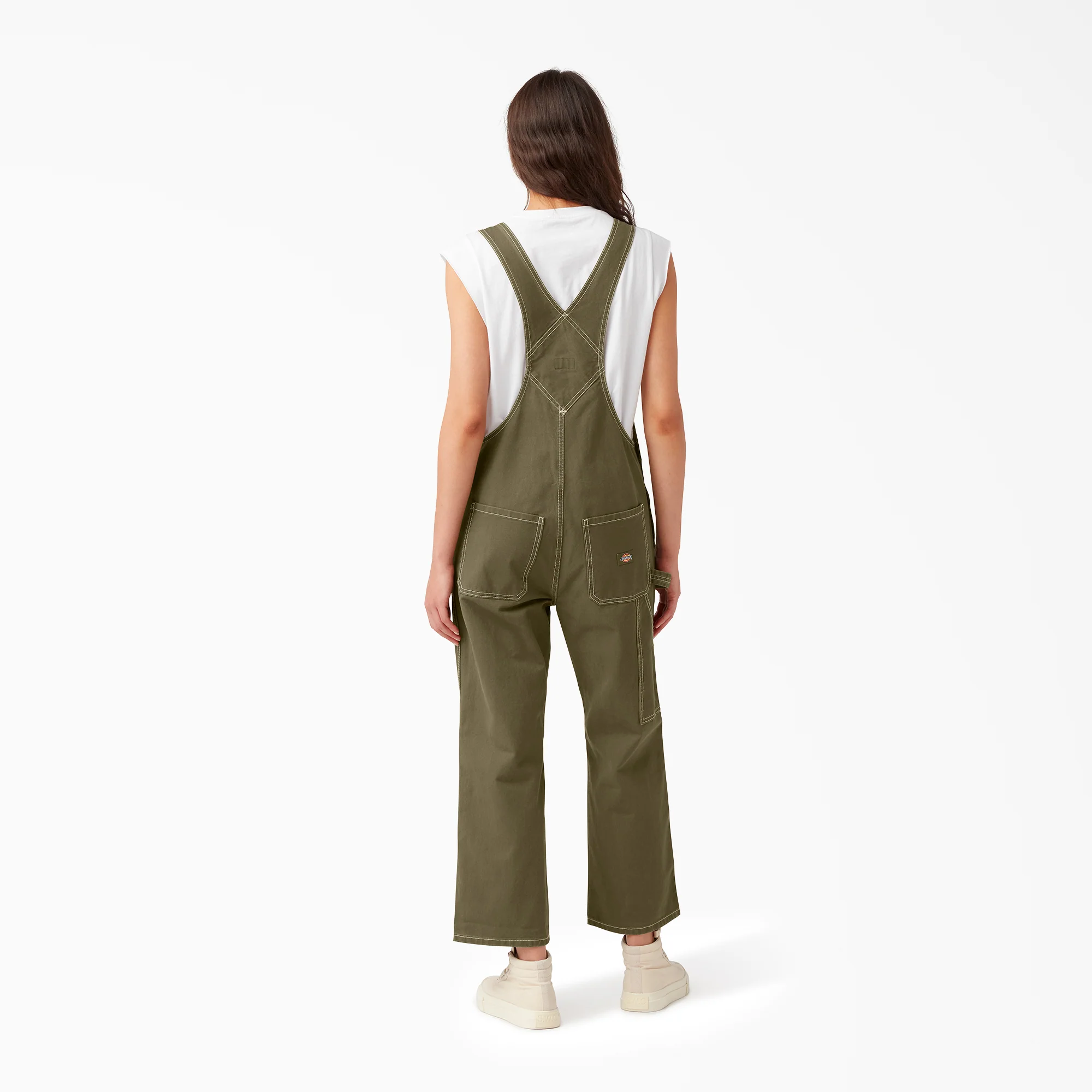 Women’s Cropped Carpenter Bib Overalls - Image 2