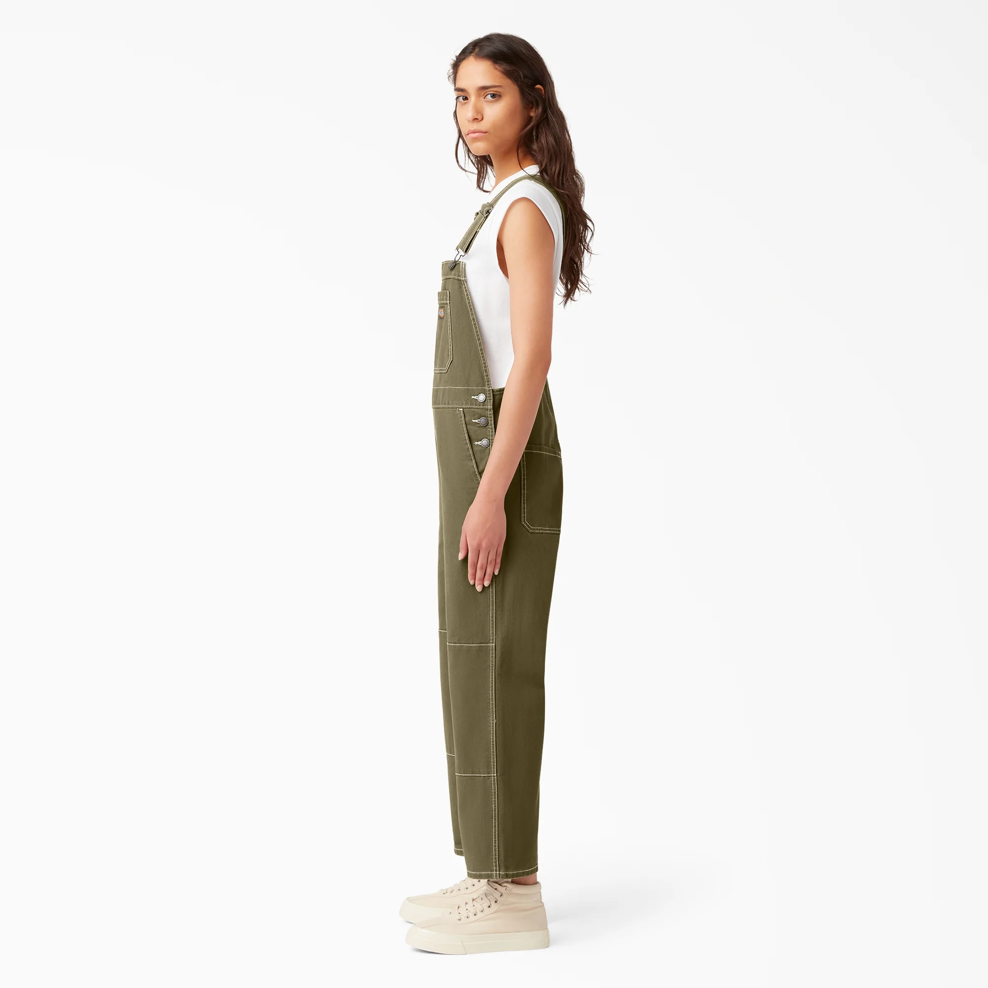 Women’s Cropped Carpenter Bib Overalls - Image 3