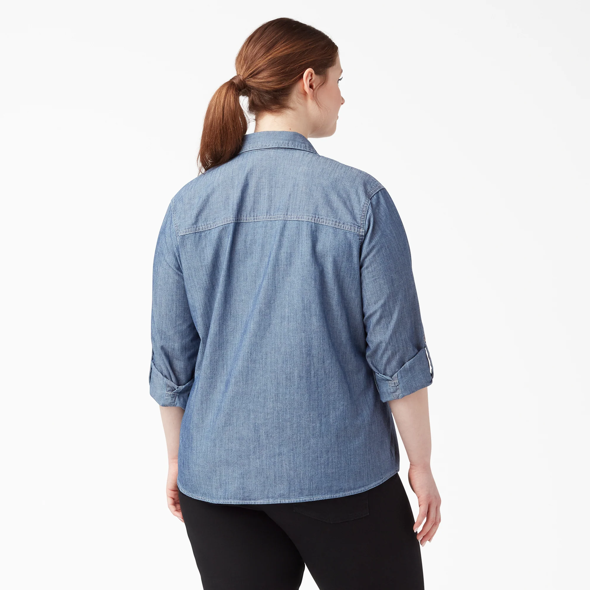 Women’s Plus Chambray Roll-Tab Work Shirt - Image 2