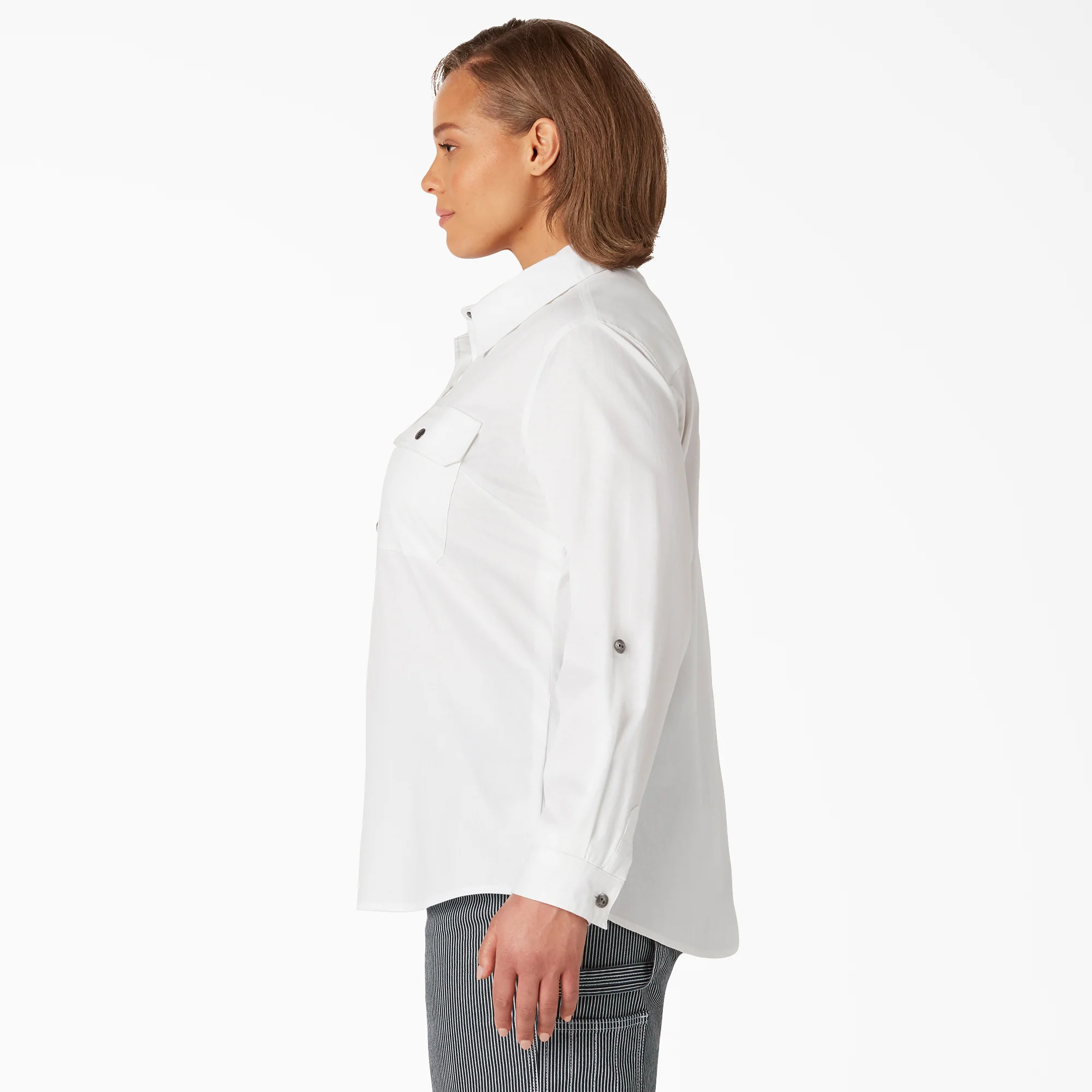 Women’s Plus Long Sleeve Roll-Tab Work Shirt - Image 3
