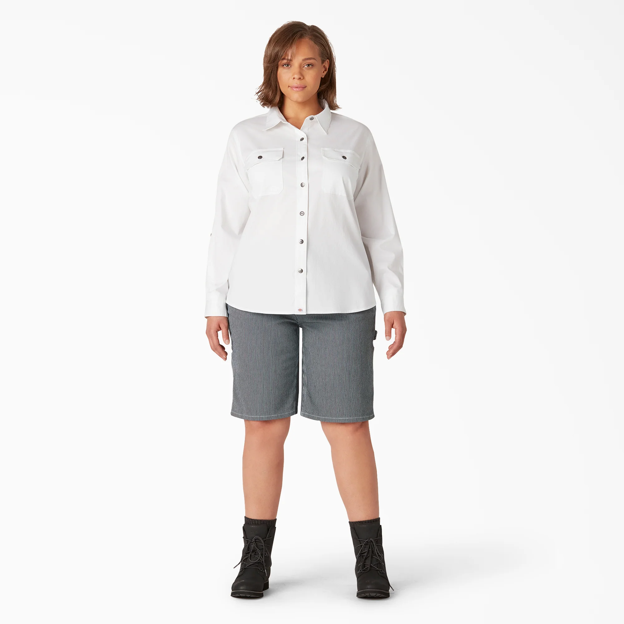 Women’s Plus Long Sleeve Roll-Tab Work Shirt - Image 4