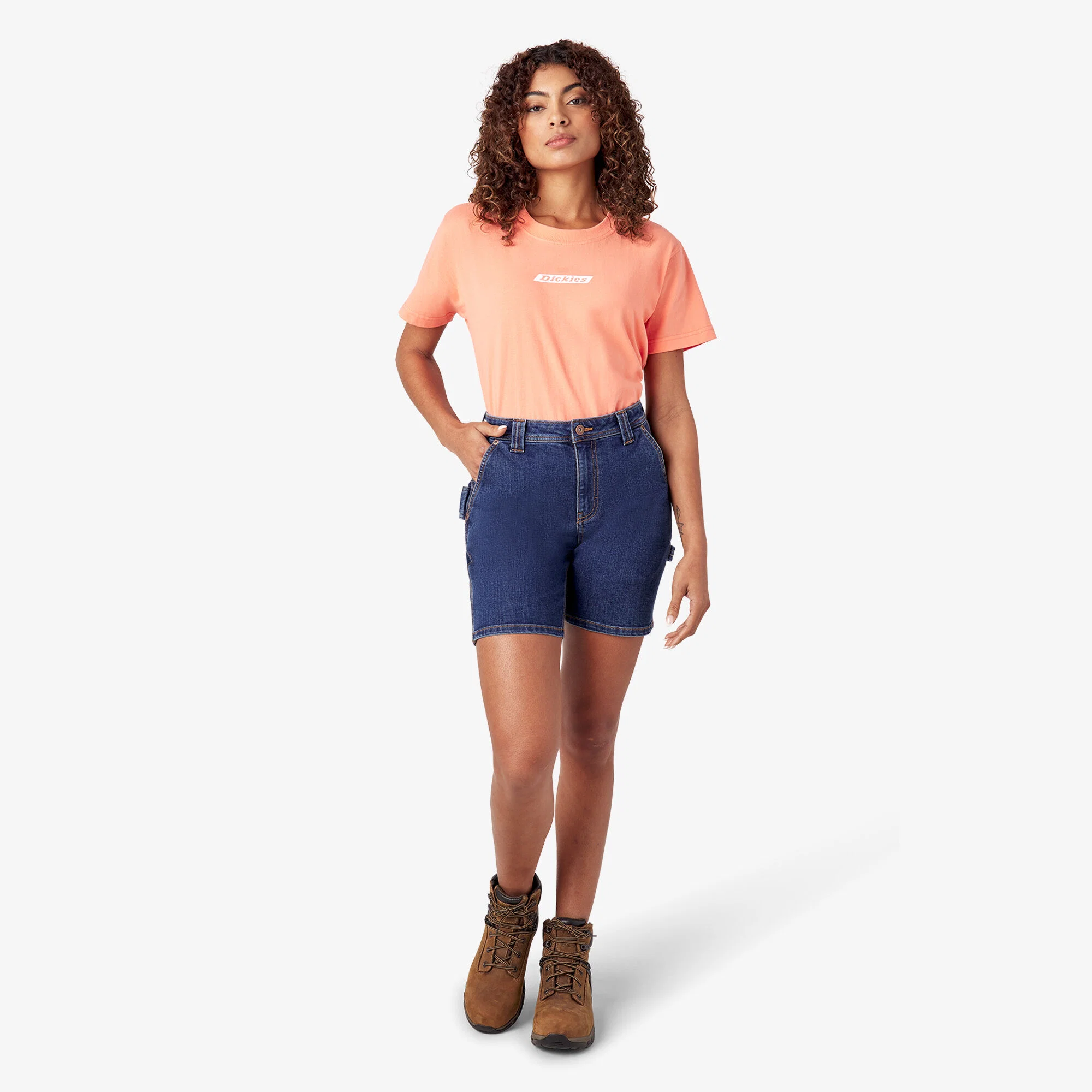 Women’s Relaxed Fit Denim Carpenter Shorts, 7" - Image 5