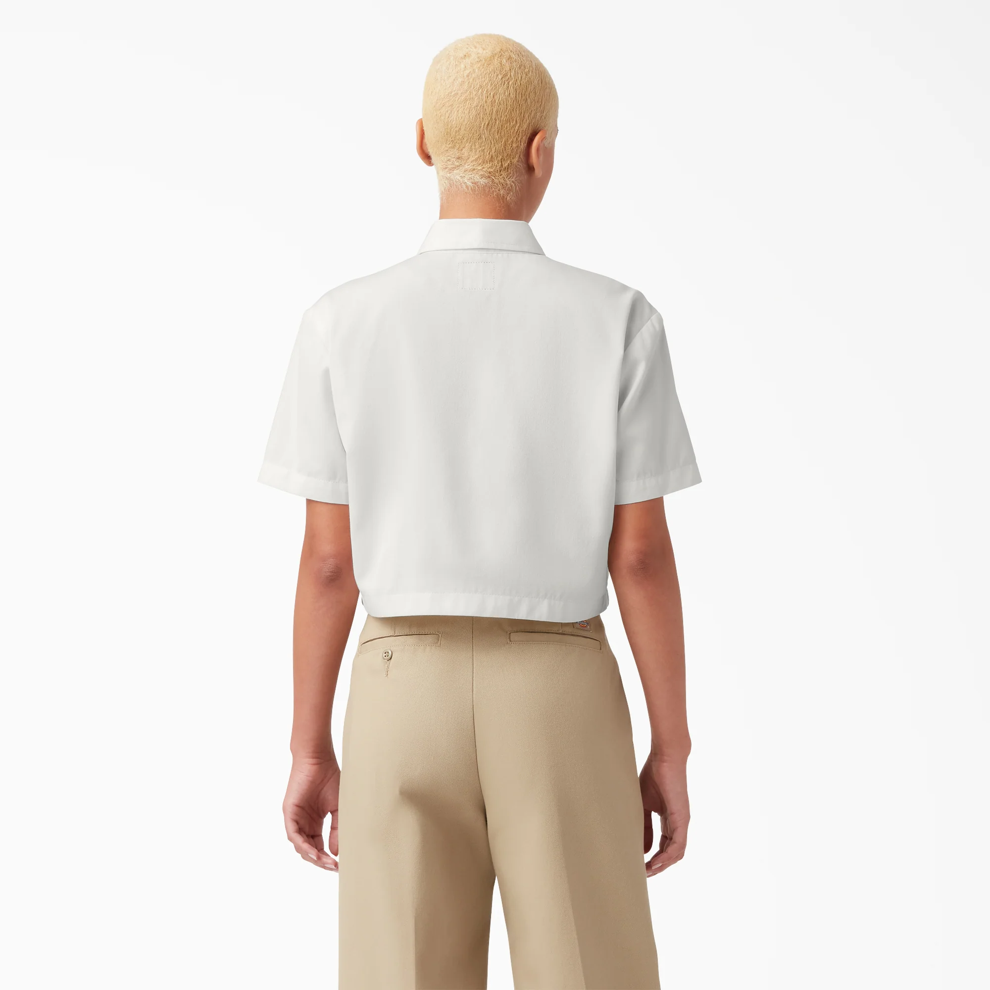 Women's Embroidered Patch Cropped Work Shirt - Image 2