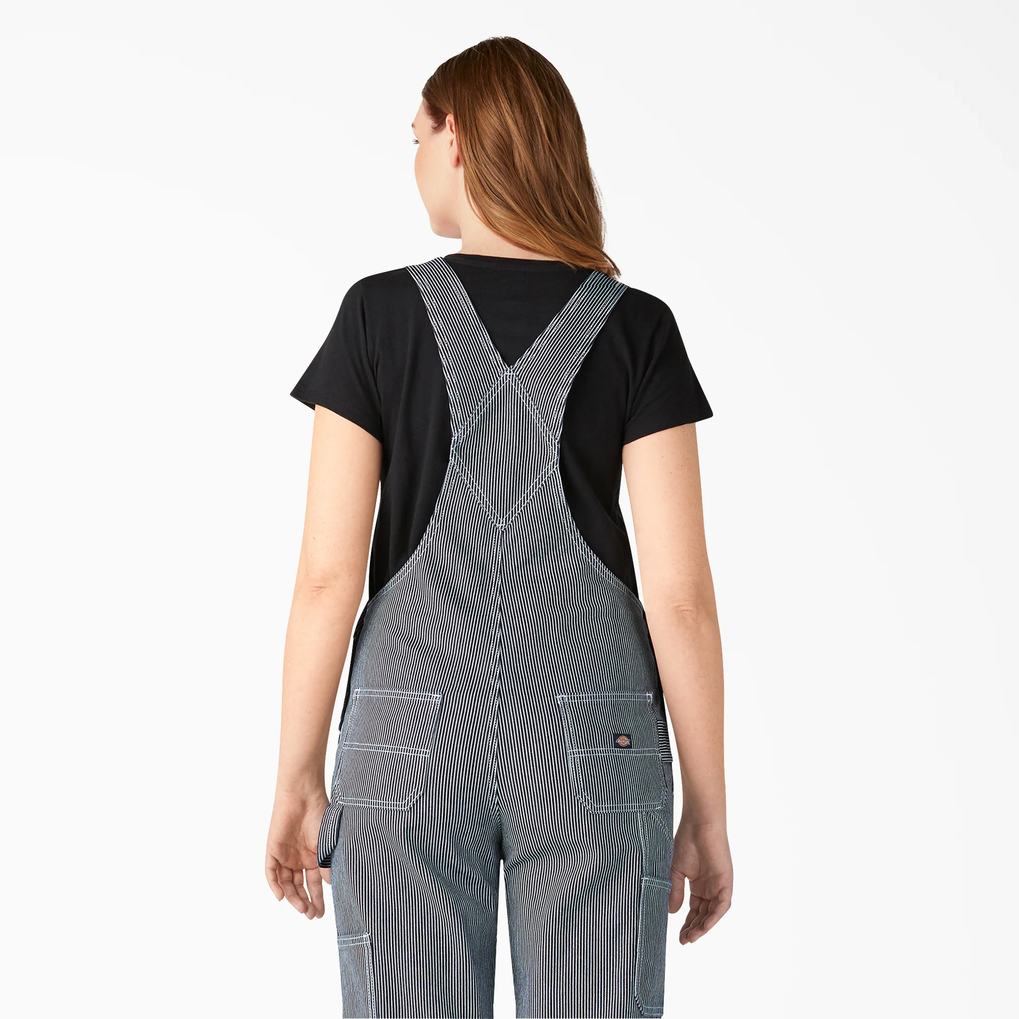 Women's Hickory Stripe Boyfriend Fit Bib Overalls - Image 5