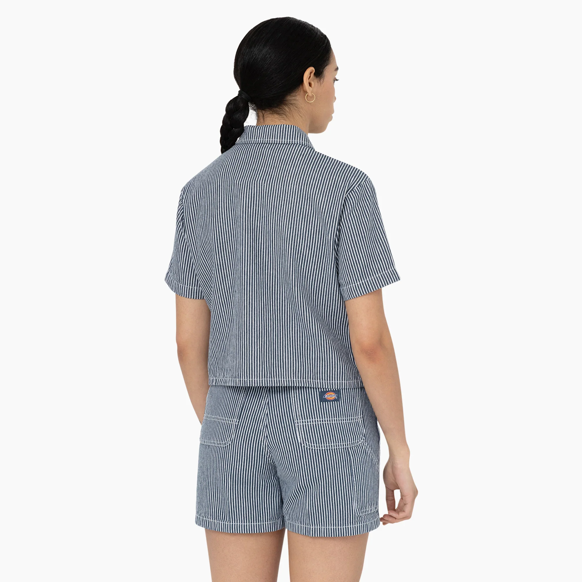 Women's Hickory Stripe Cropped Work Shirt - Image 2