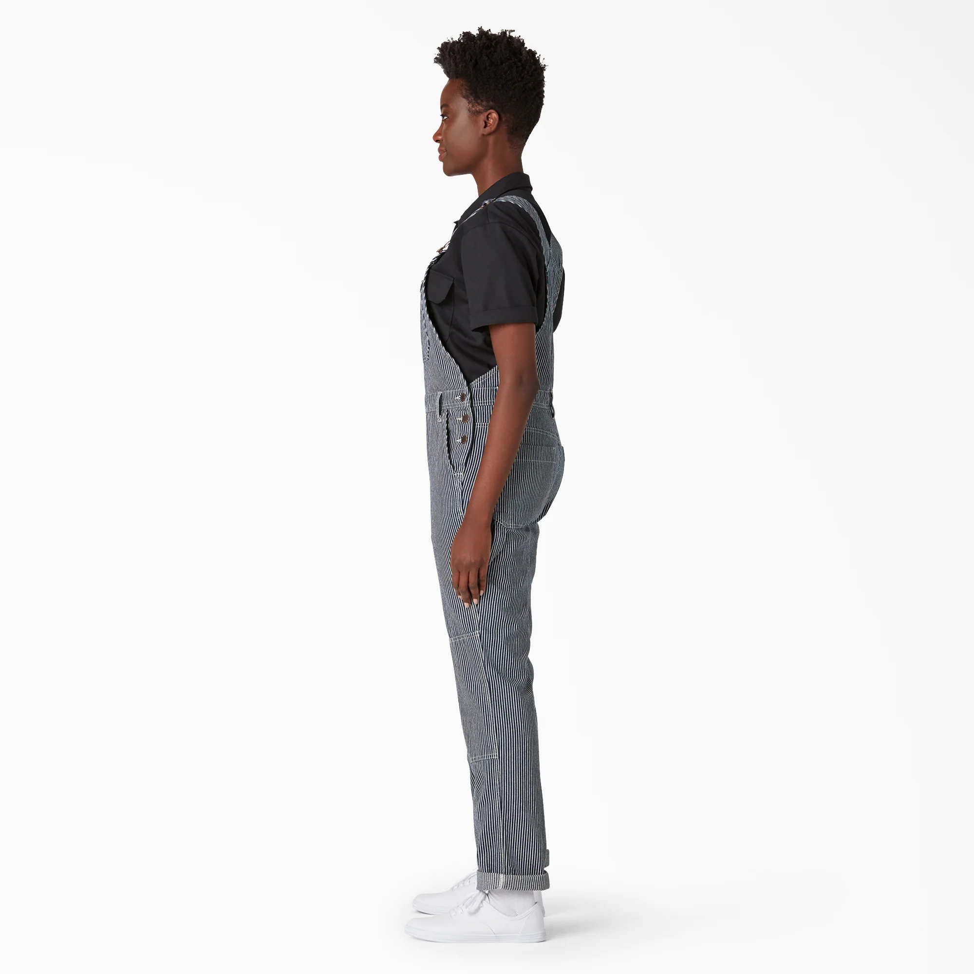 Women's Hickory Stripe Double Knee Bib Overalls - Image 3
