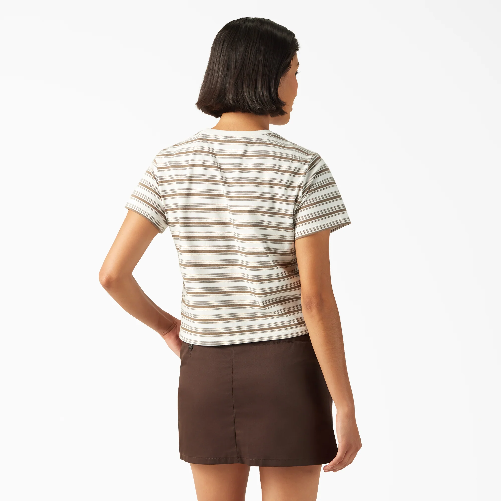 Women's Large Striped Cropped Pocket T-Shirt - Image 2