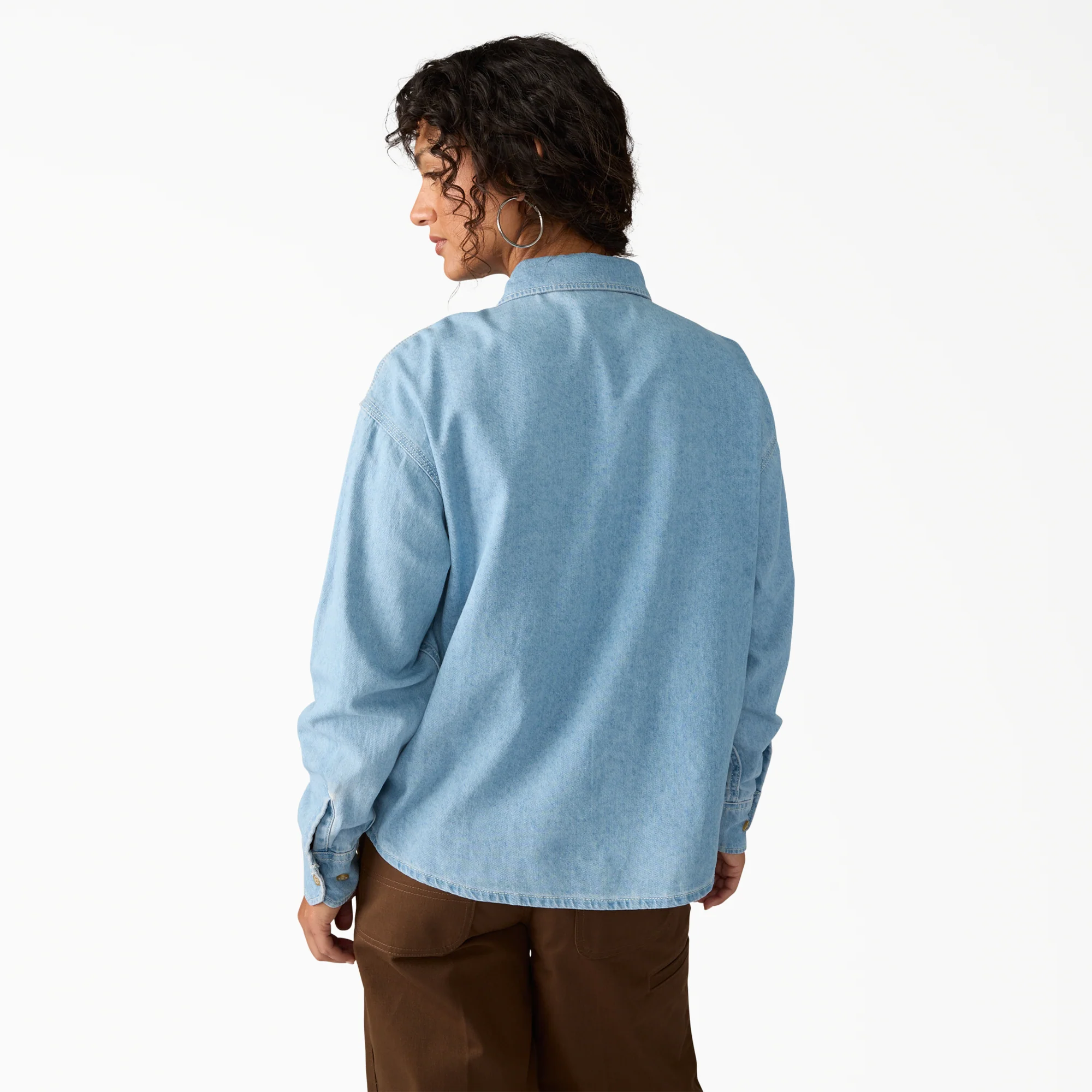 Women's Lightweight Long Sleeve Denim Shirt - Image 2
