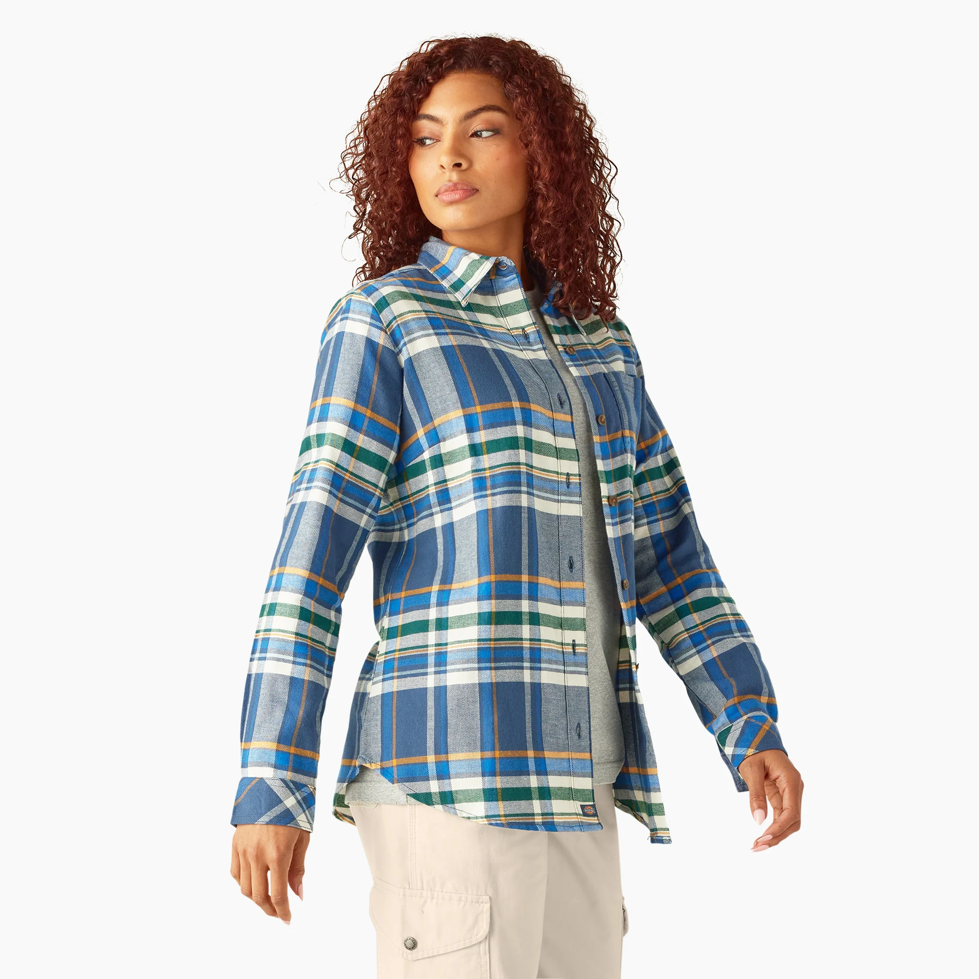 Women's Plaid Flannel Long Sleeve Shirt - Image 3