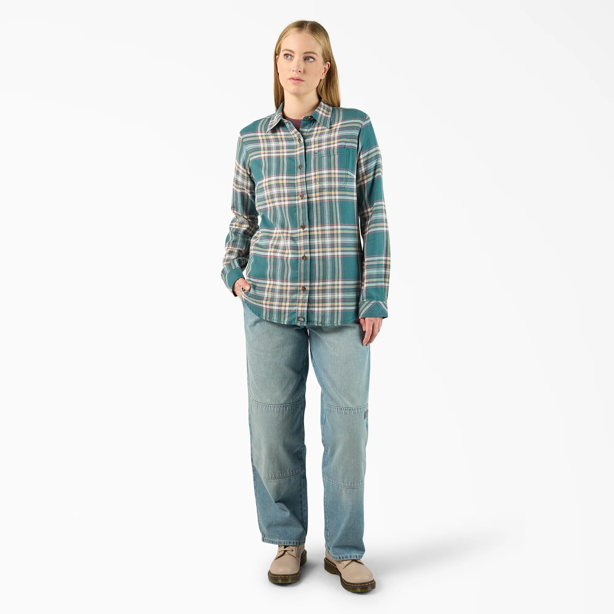 Women's Plaid Flannel Long Sleeve Shirt - Image 4