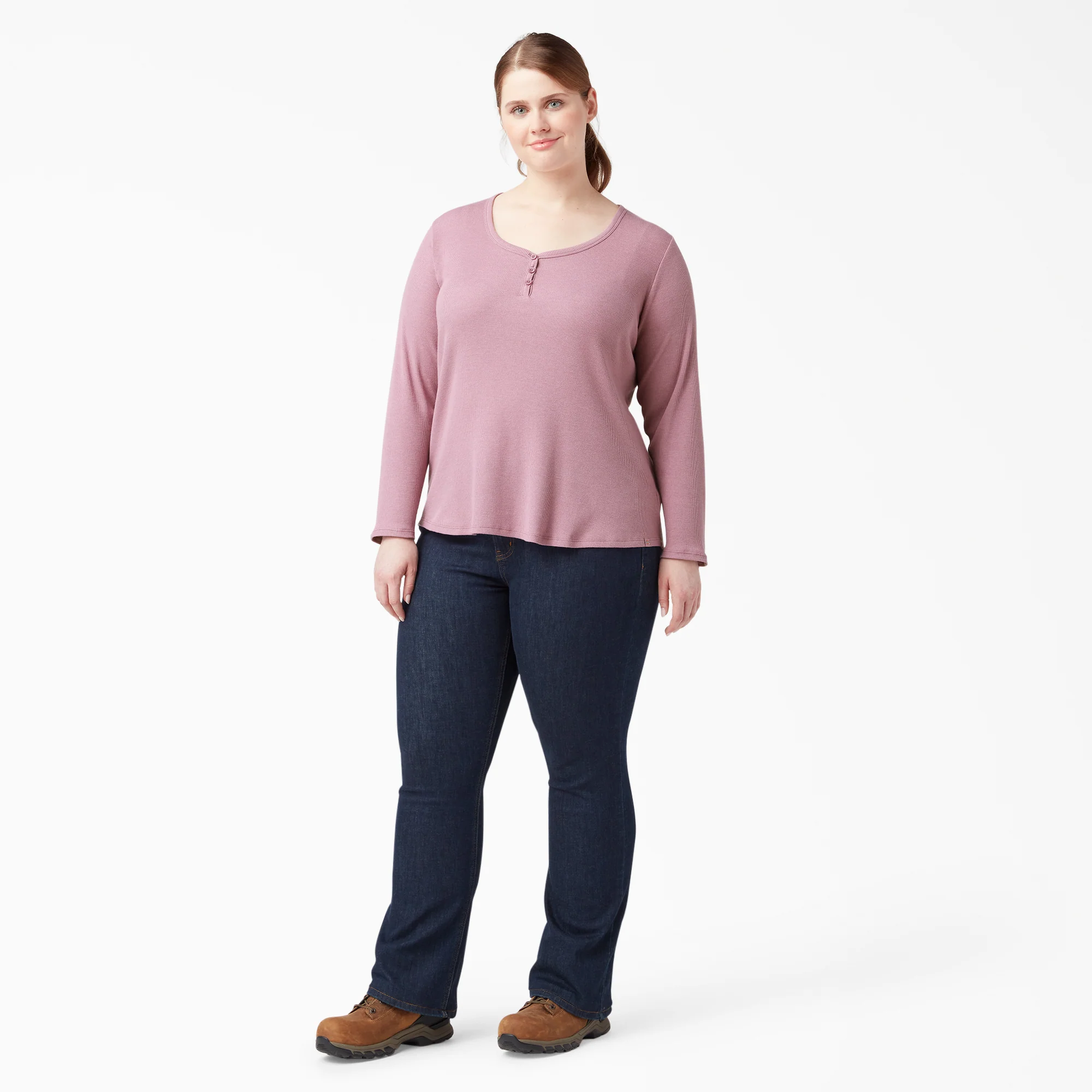 Women's Plus Henley Long Sleeve Shirt - Image 4