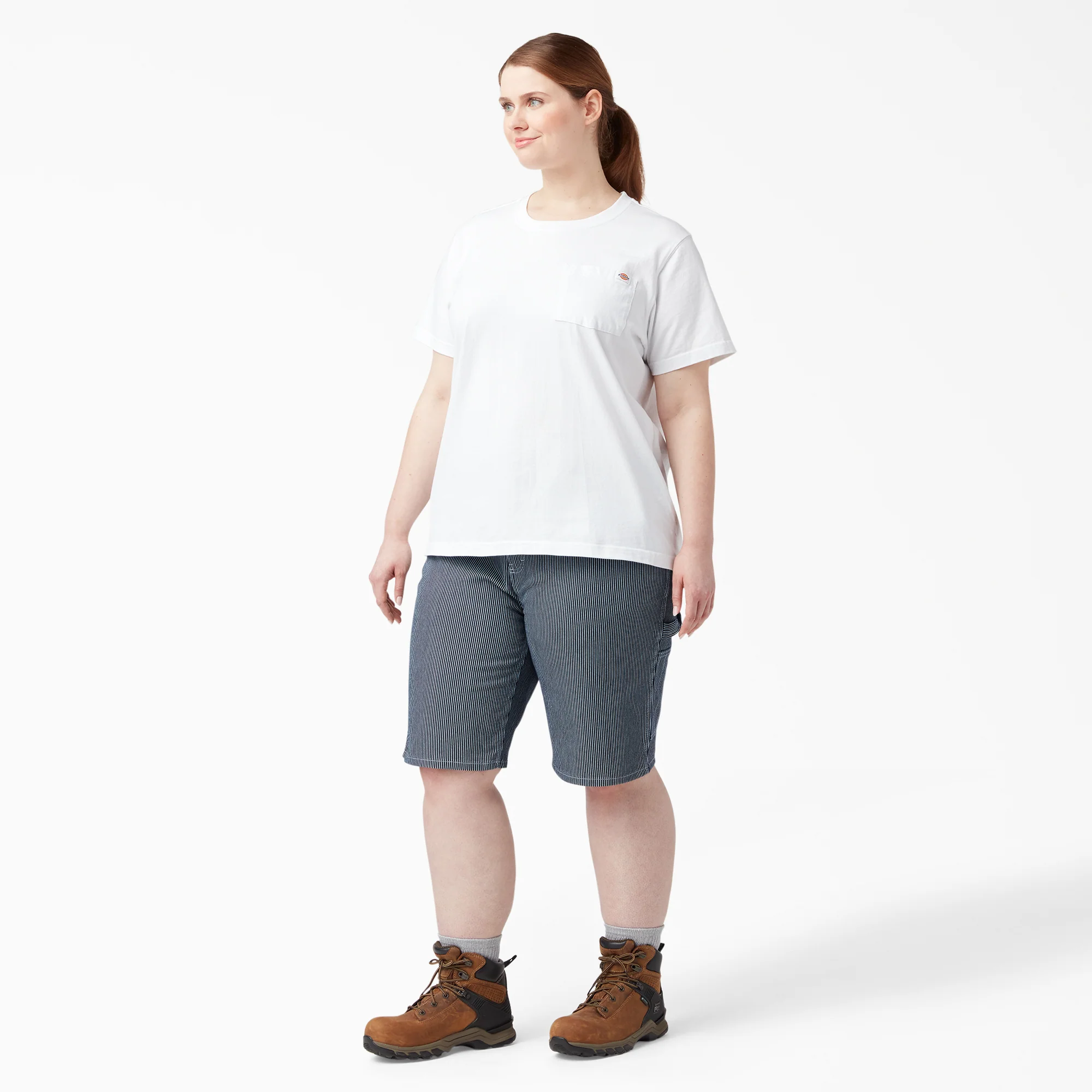 Women's Plus Hickory Stripe Carpenter Shorts - Image 4