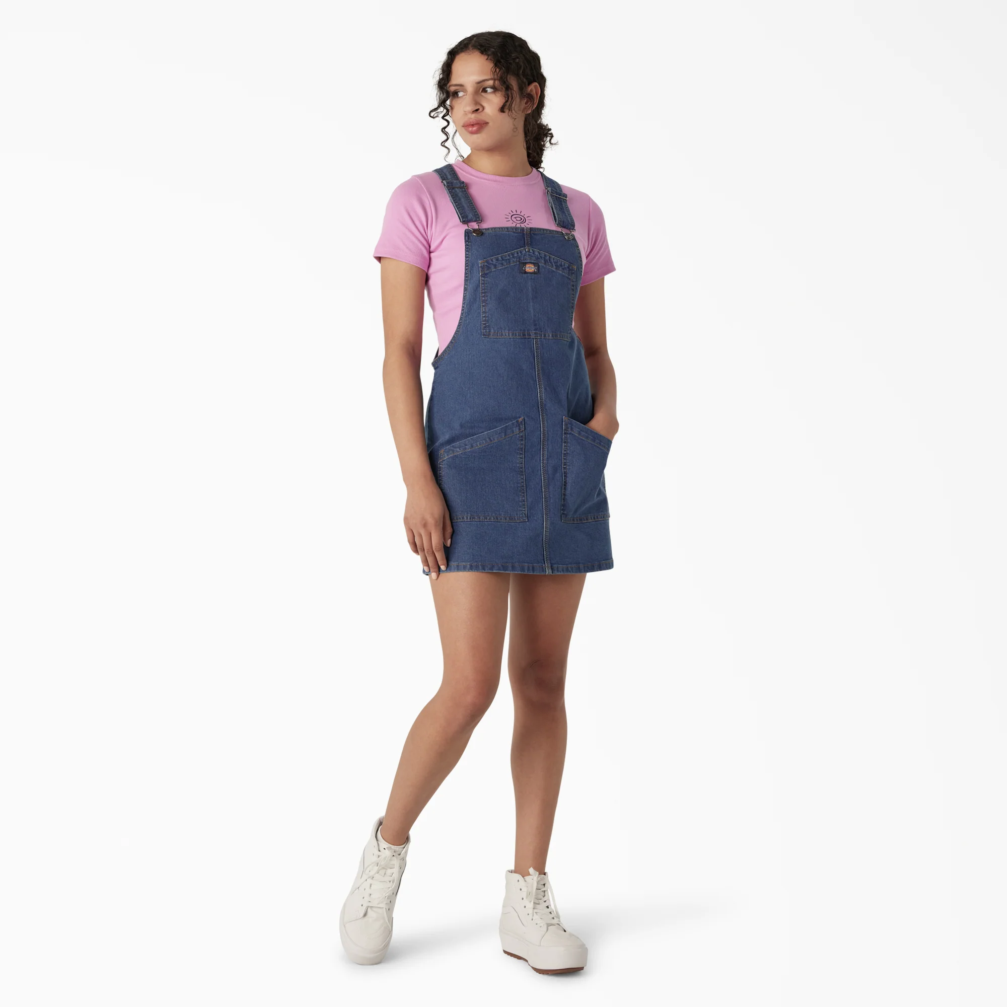 Women's Regular Fit Denim Bib Overall Dress - Image 4