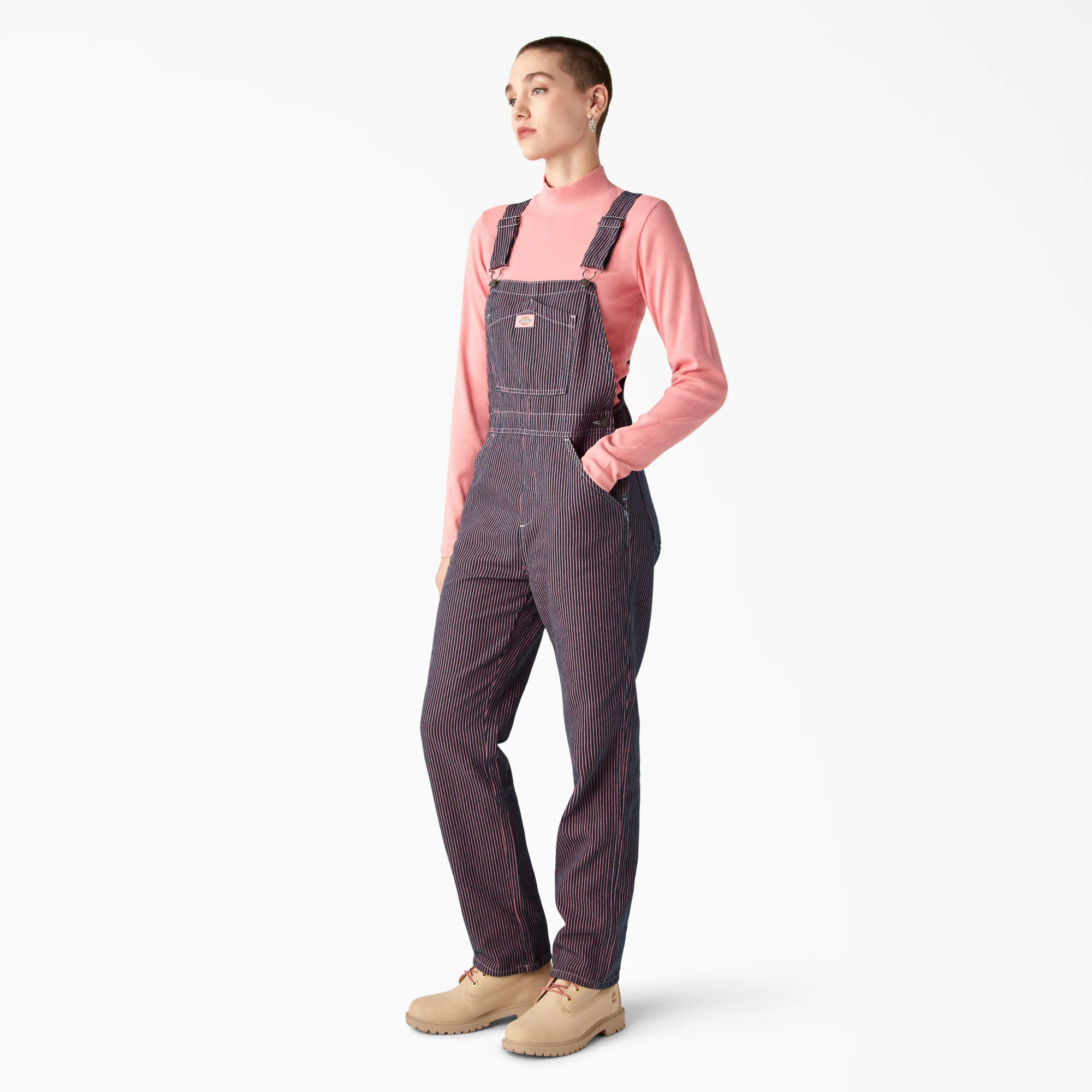 Women's Regular Fit Hickory Stripe Bib Overalls - Image 3