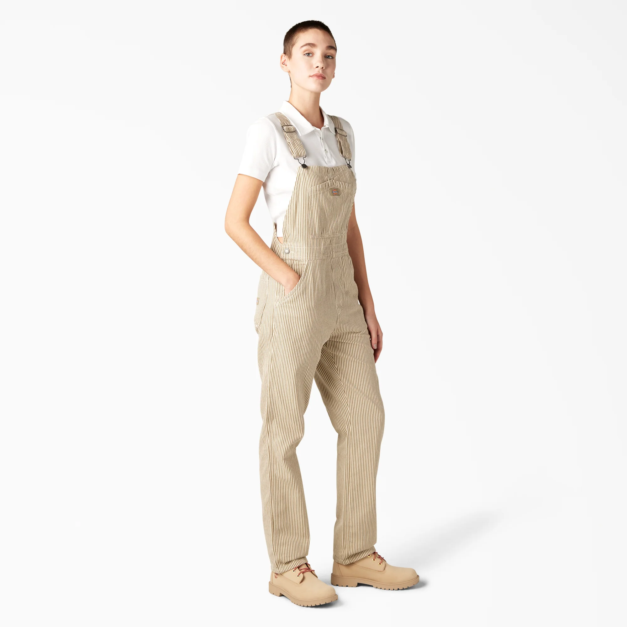 Women's Regular Fit Hickory Stripe Bib Overalls - Image 4