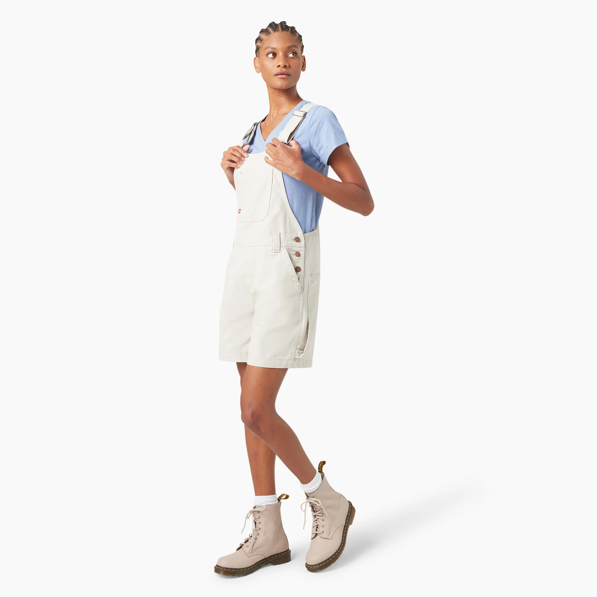 Women's Relaxed Fit Bib Shortalls, 7" - Image 3
