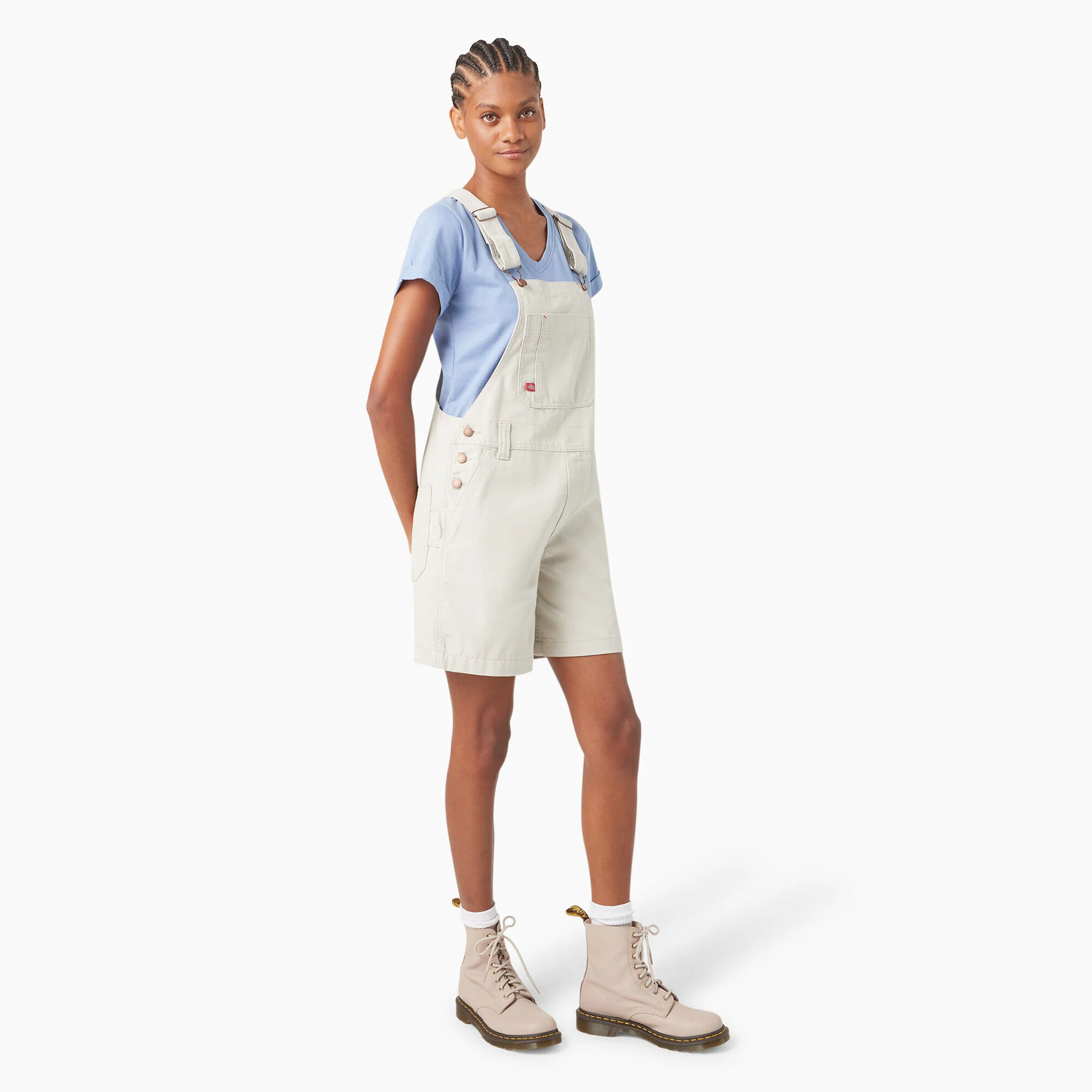 Women's Relaxed Fit Bib Shortalls, 7" - Image 4