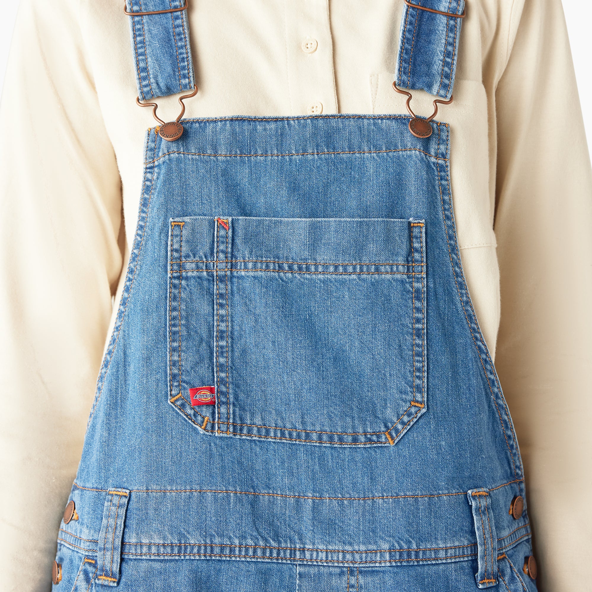 Women's Relaxed Fit Bib Shortalls, 7" - Image 10