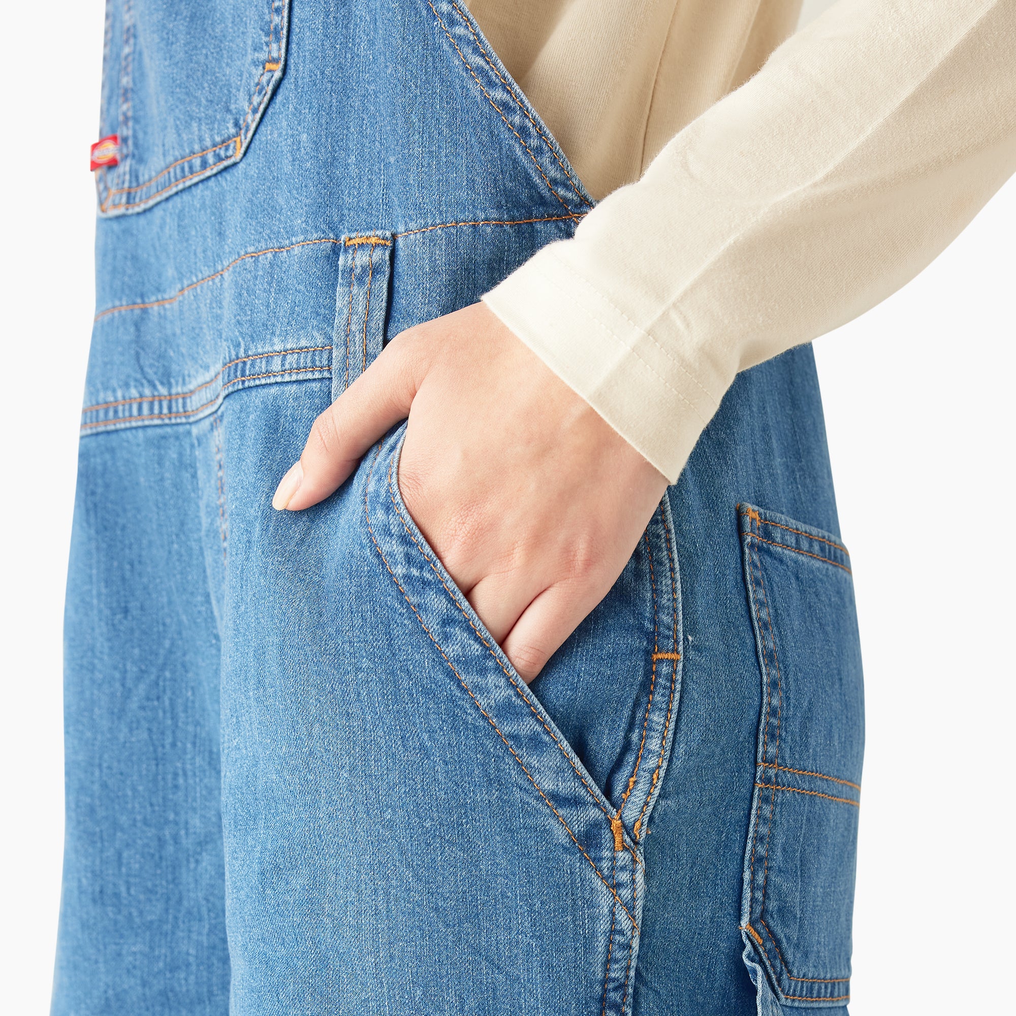 Women's Relaxed Fit Bib Shortalls, 7" - Image 11