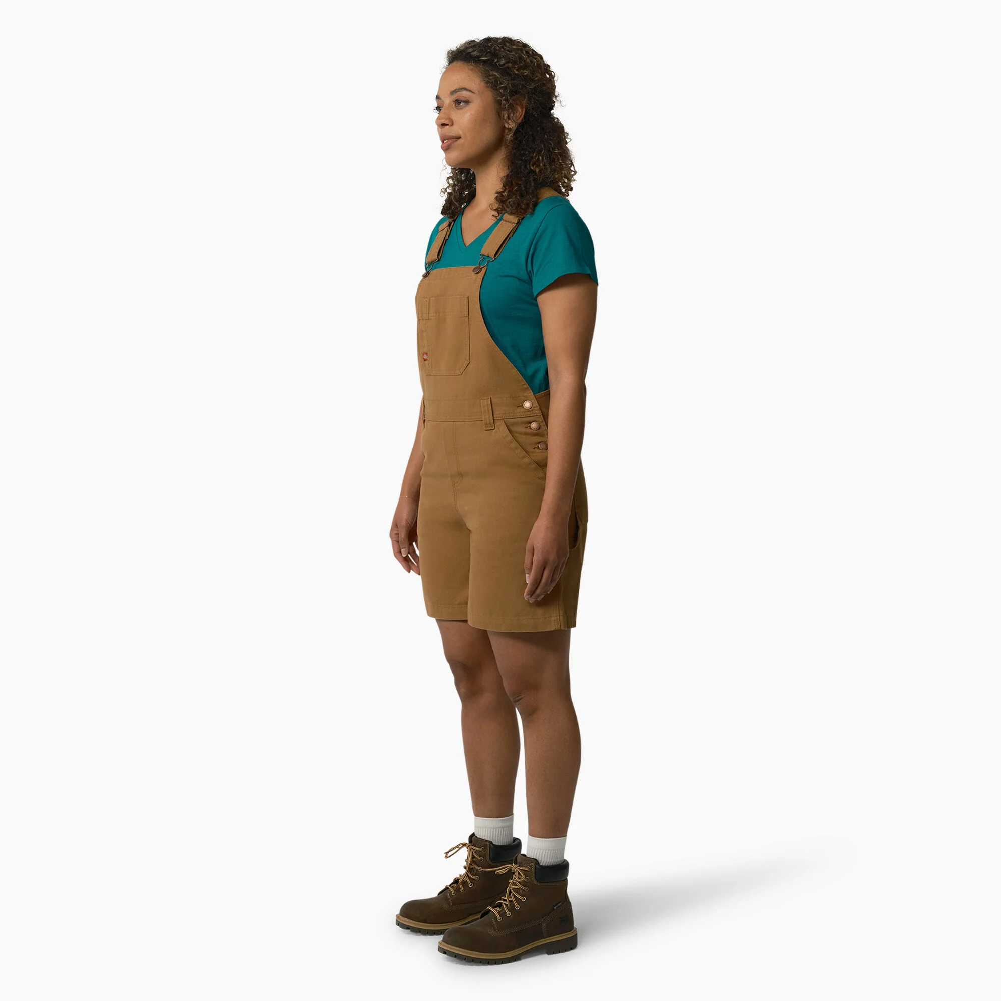 Women's Relaxed Fit Bib Shortalls, 7" - Image 3