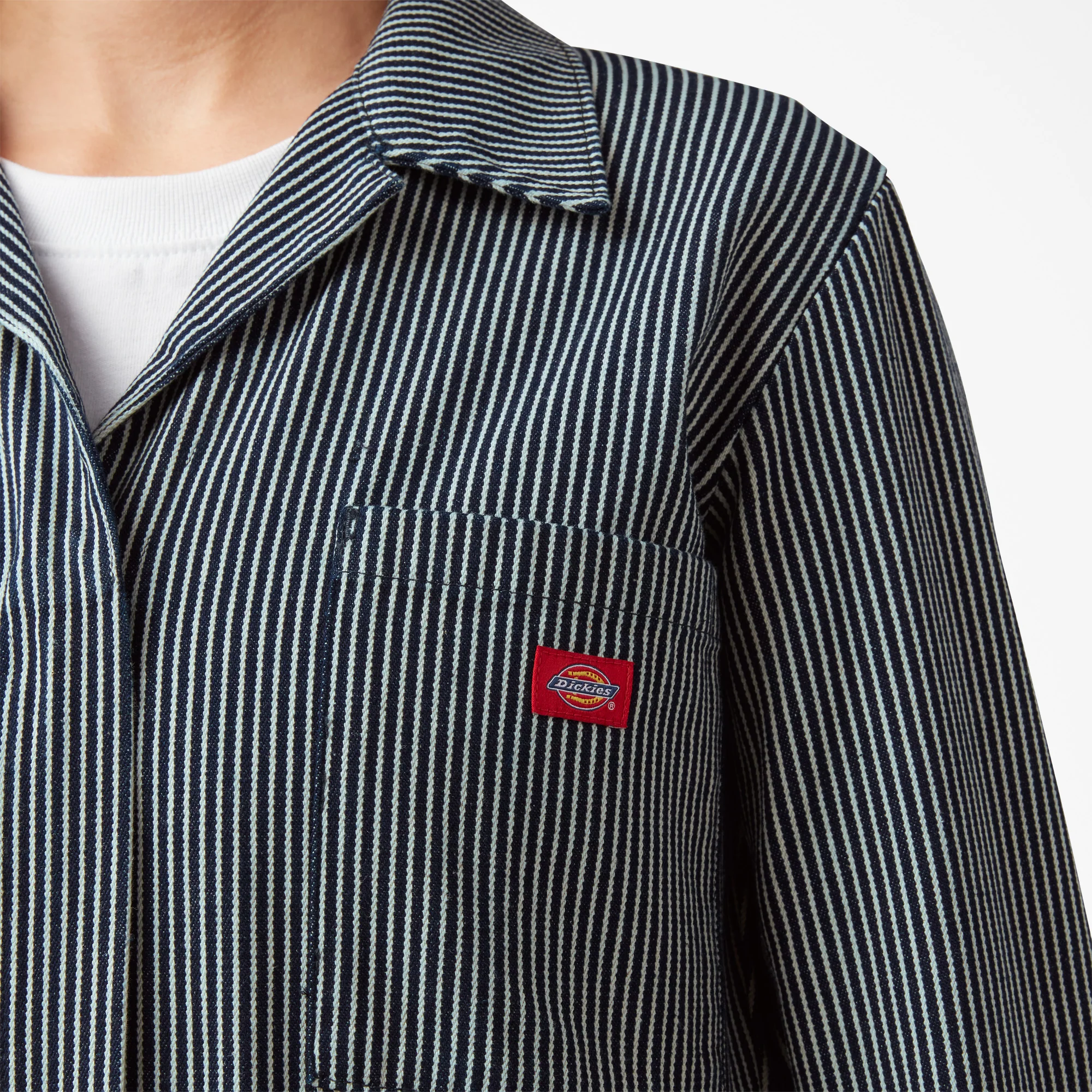Women's Relaxed Fit Long Sleeve Hickory Stripe Coveralls - Image 5