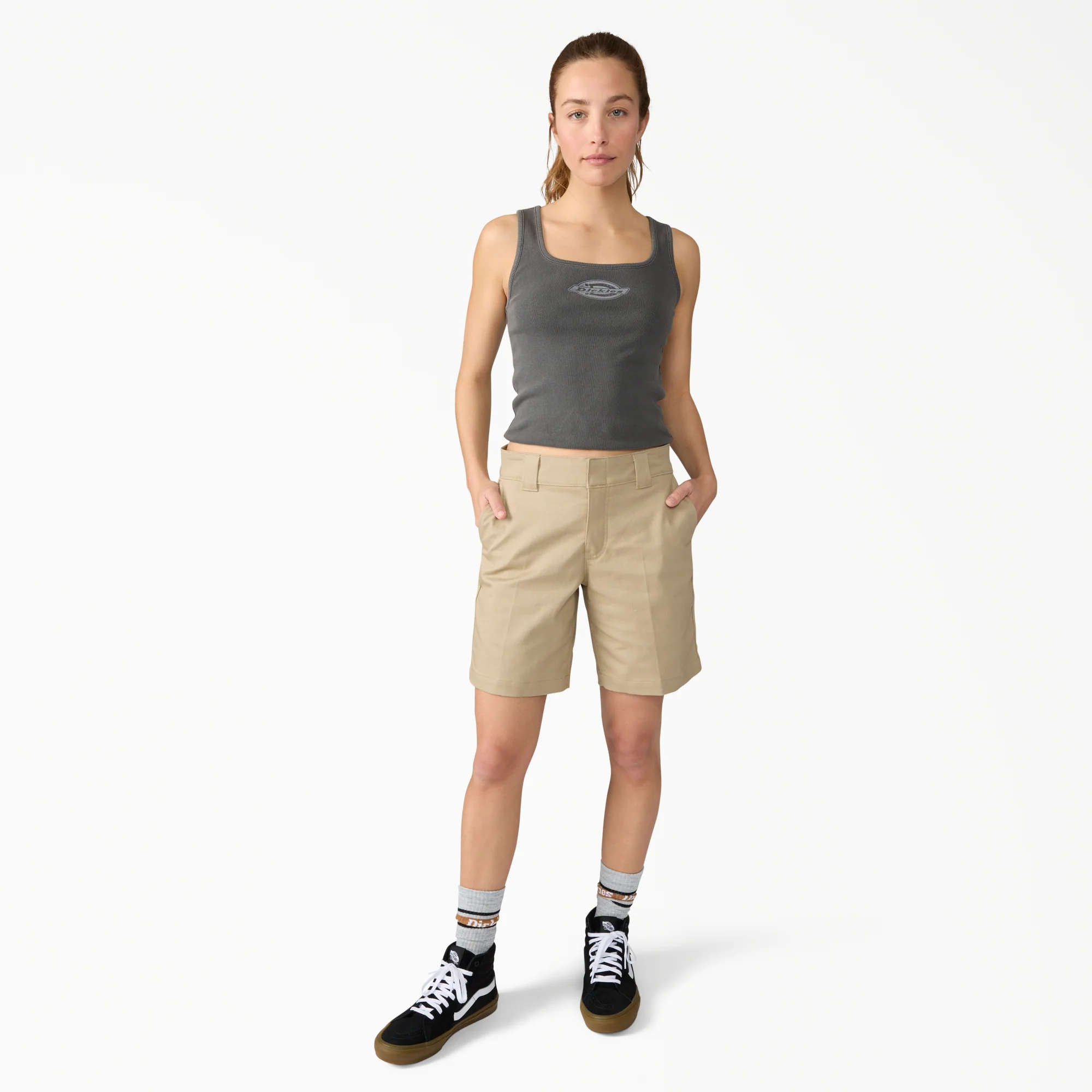 Women's Super Flex Flat Front Shorts, 9" - Image 4