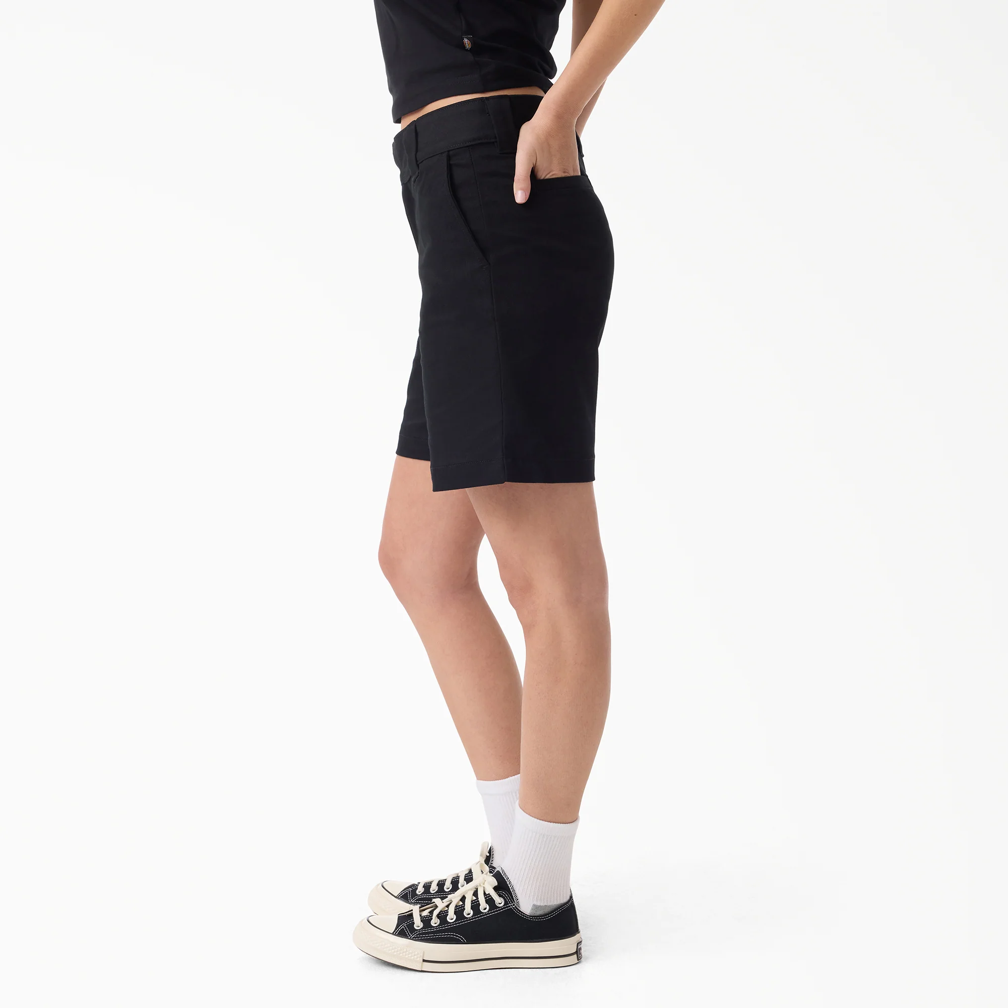 Women's Super Flex Flat Front Shorts, 9" - Image 3